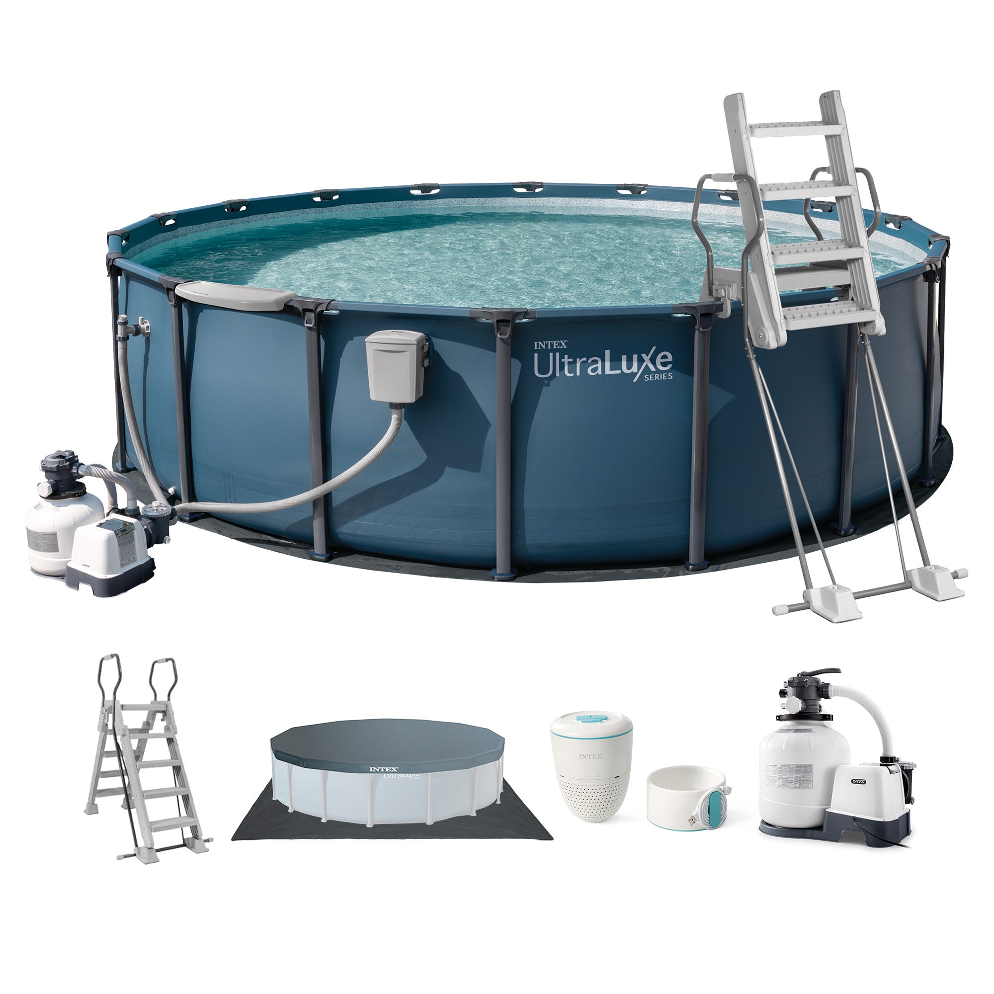 INTEX UltraLuxe 20ft x 52in Above Ground Pool, Sand Pump, & Saltwater System