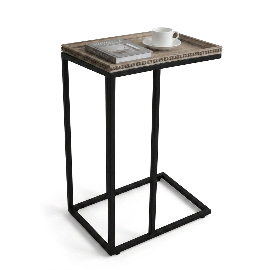 COZAYH Farmhouse C End Table, Accent Furniture with Beaded Edge Tray Top (Used)