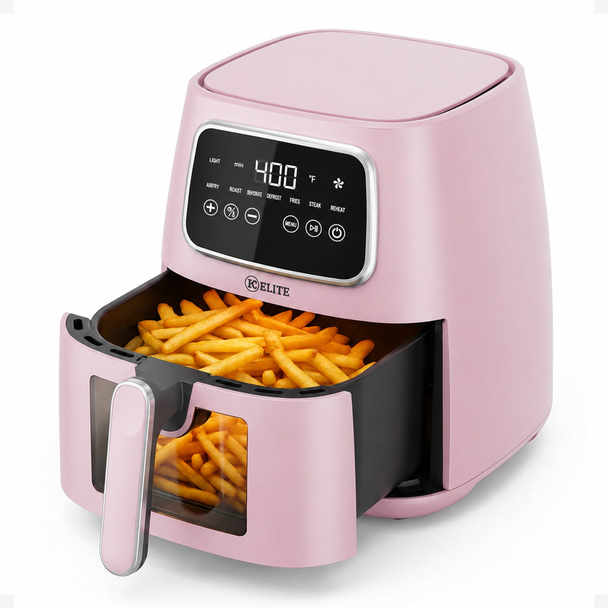 Kitchen Elite 5.5 Qt. Air Fryer, Countertop Cooker w/LED Screen, Pink (Open Box)