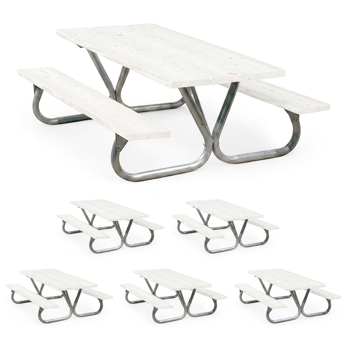 Pilot Rock 6 Pack 6'/8' Outdoor Steel Non Tip Picnic Table Leg Kits (Frame Only)