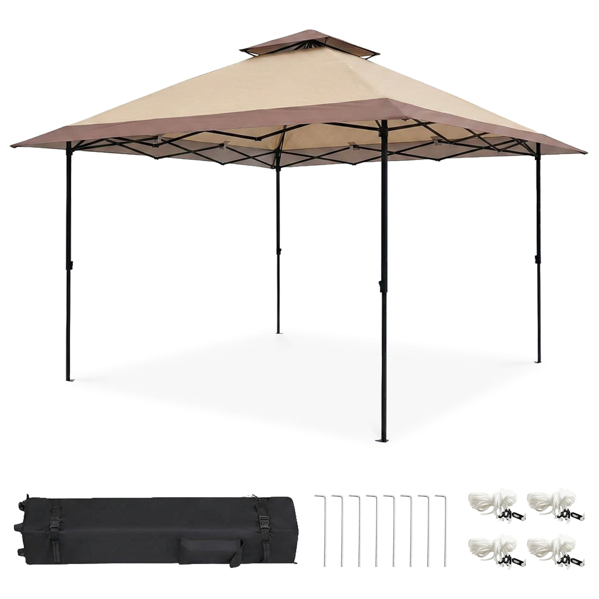 Suntime 13 x 13 Ft Instant Pop Up Canopy Portable Commercial Gazebo Tent, Khaki