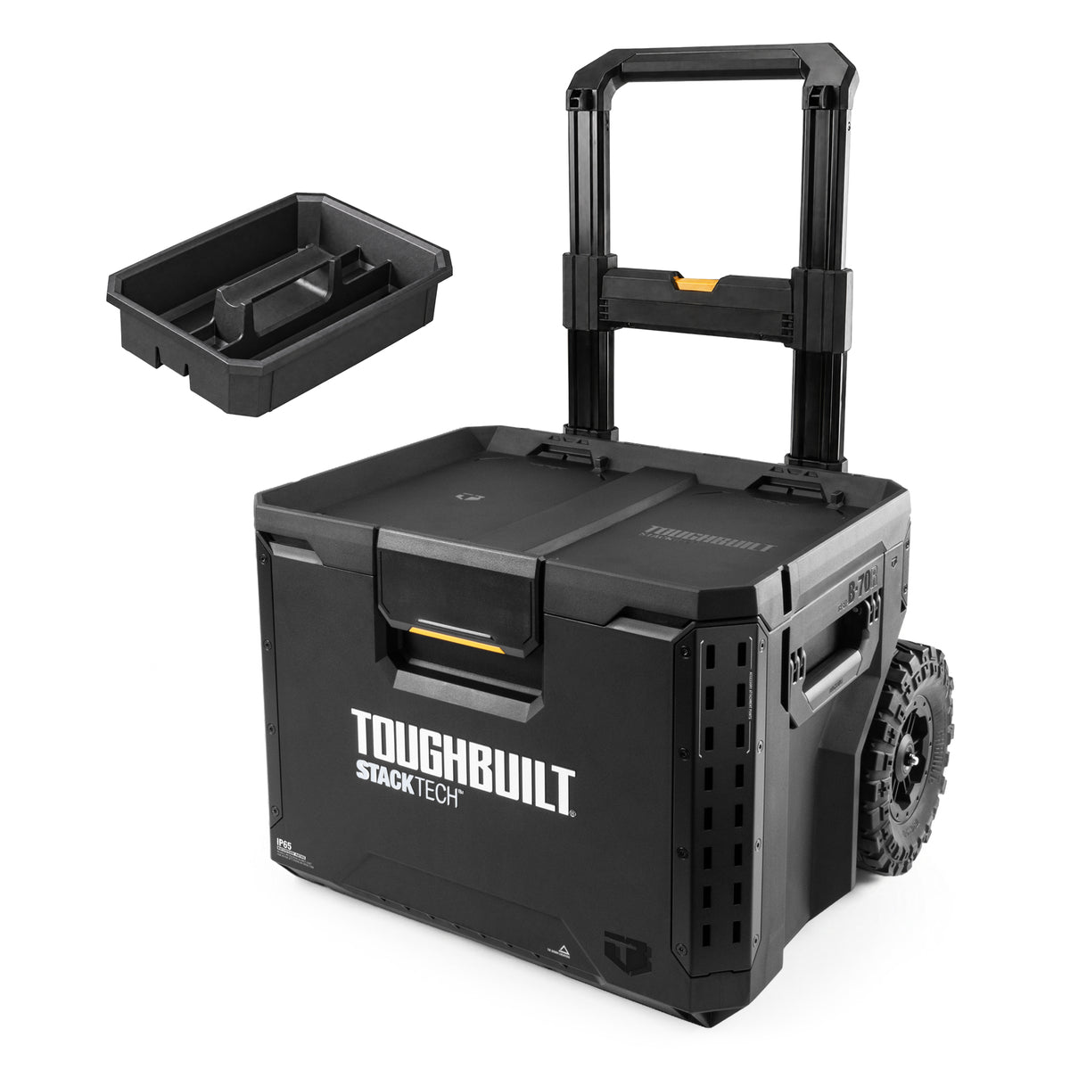 ToughBuilt Portable 2-in-1 Rolling Tool Box, Wheels & Stackable, Black(Open Box) - VMInnovations