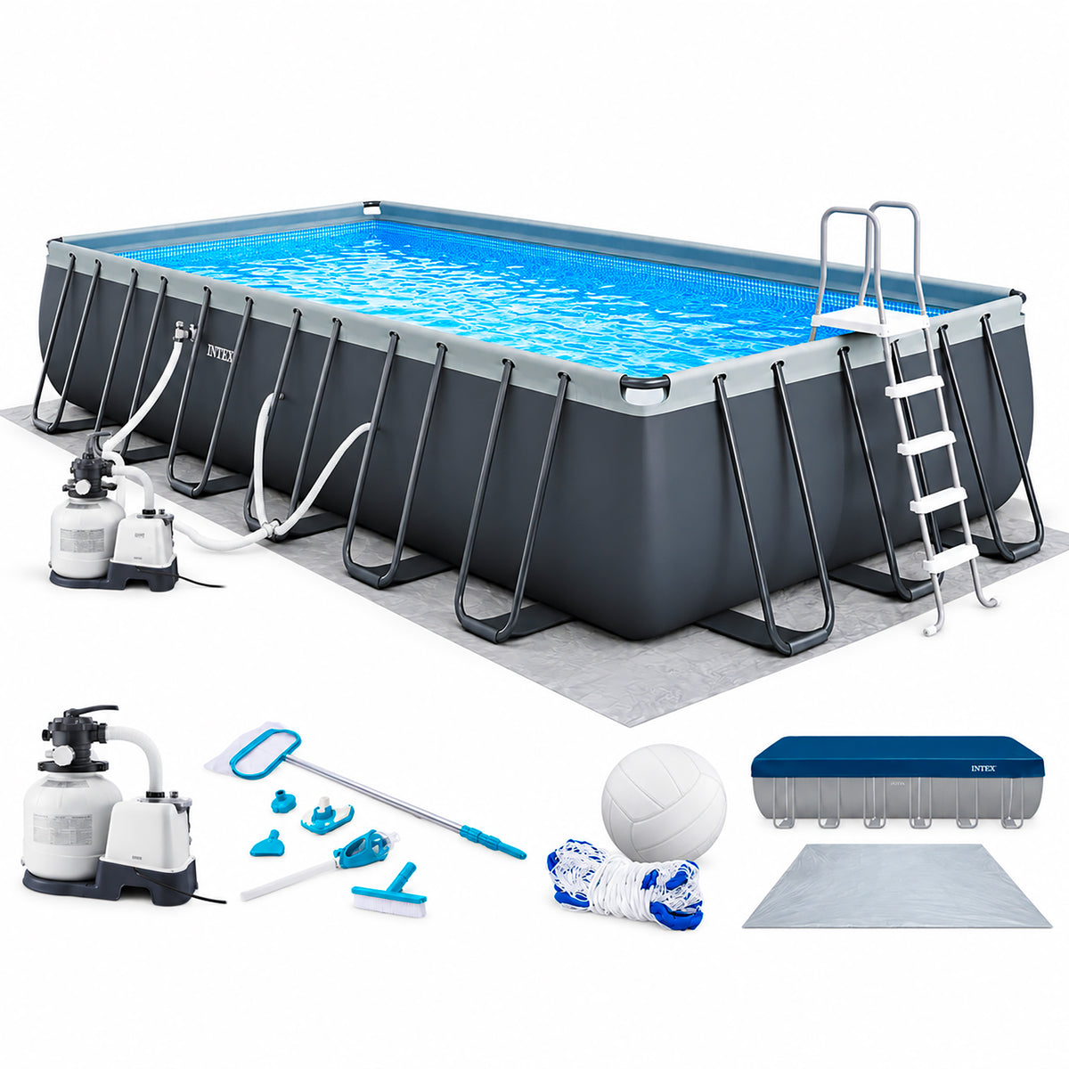 Intex 24Ft x 52In Ultra XTR Rectangular Frame Pool Set w/ Pump (For Parts) - VMInnovations