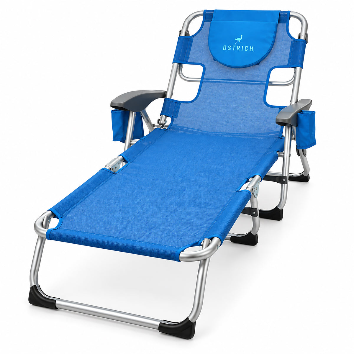 Ostrich Chaise Lounge, Facedown Beach Camping Pool Tanning Chair, Blue(Open Box) - VMInnovations