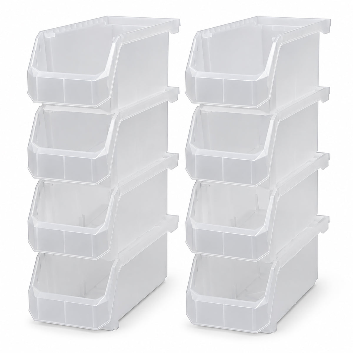ReadySpace Medium Plastic Storage Bins, Stackable Organizer, Clear, 8 Pack - VMInnovations