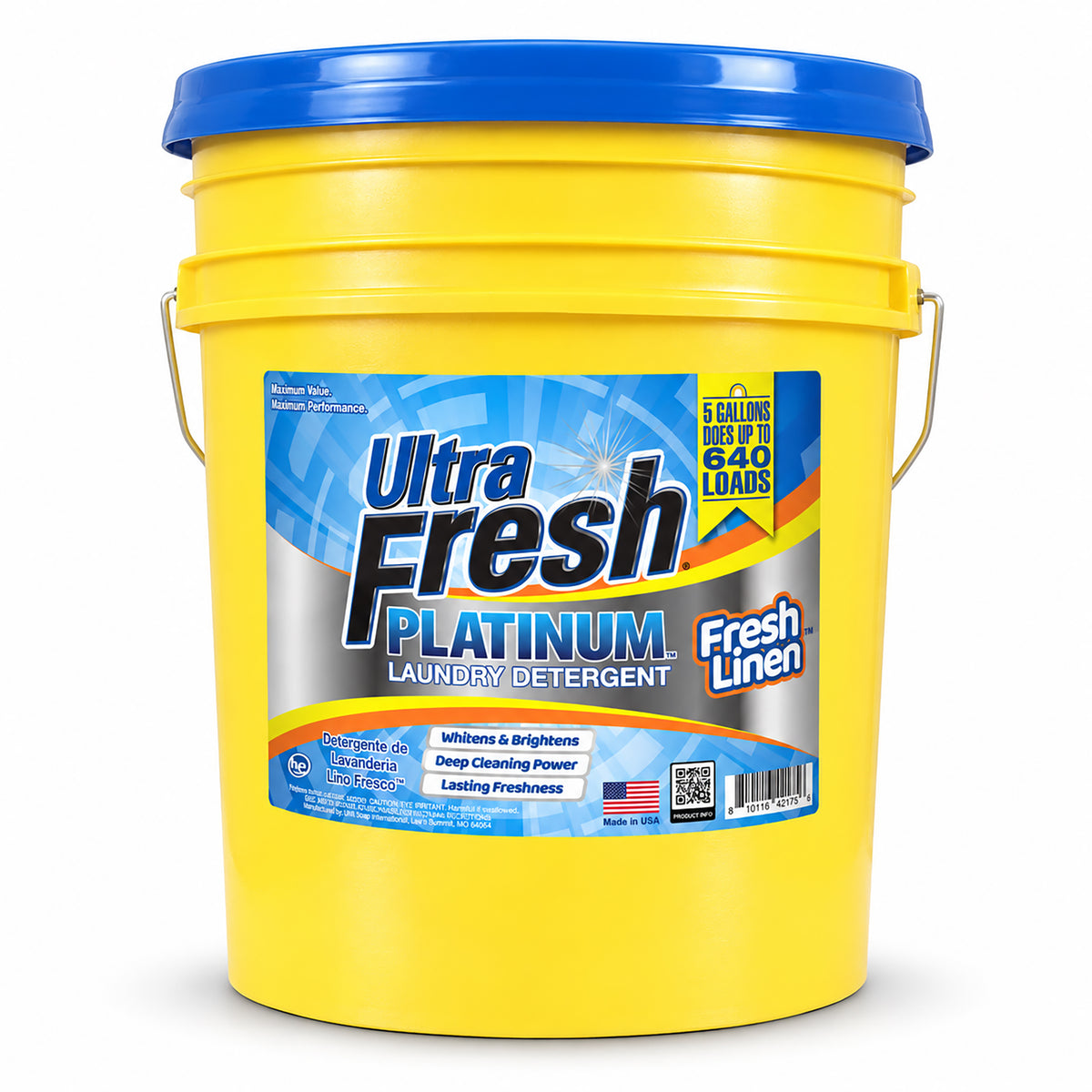 Ultra Fresh Platinum 5 Gal Laundry Detergent, Up to 640 Loads, Fresh Linen Scent