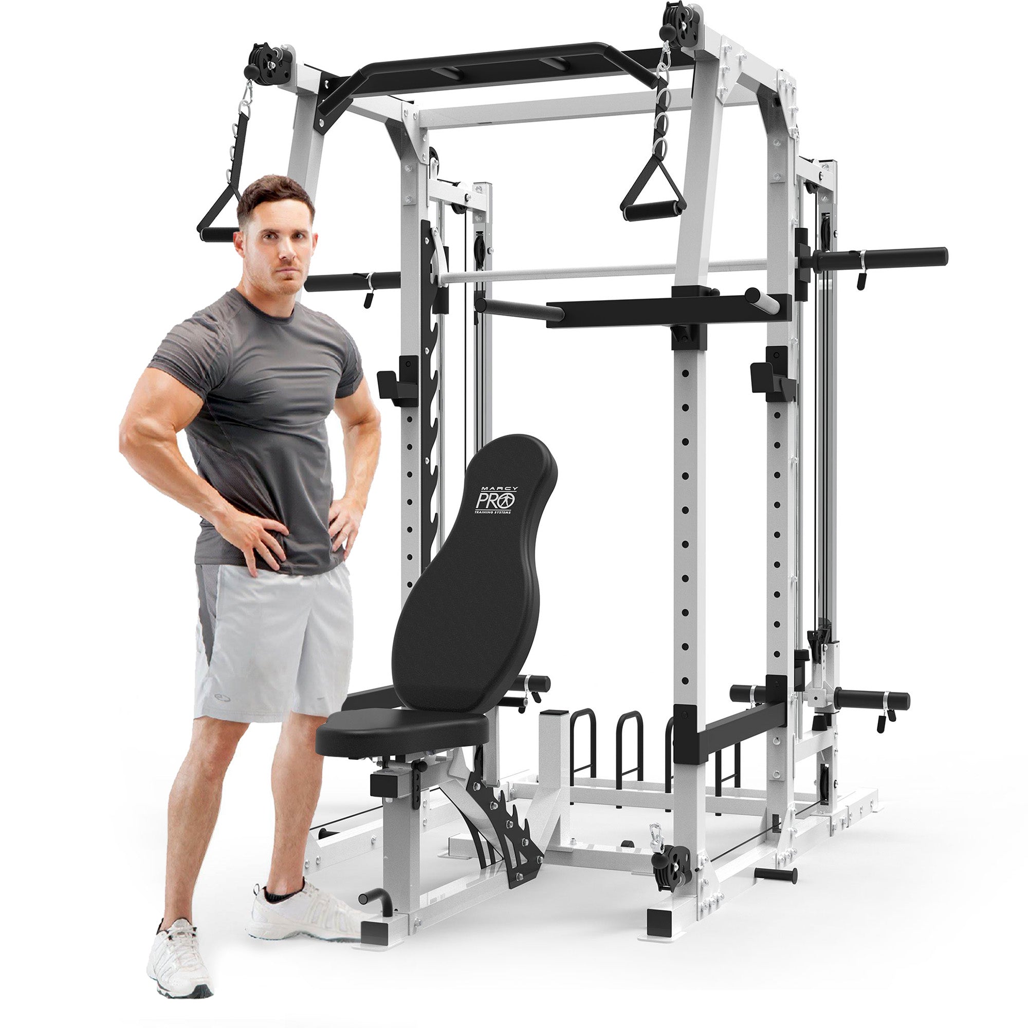 Marcy SM-7362 Pro Smith Machine Home Gym System for Full Body Training, Black - VMInnovations