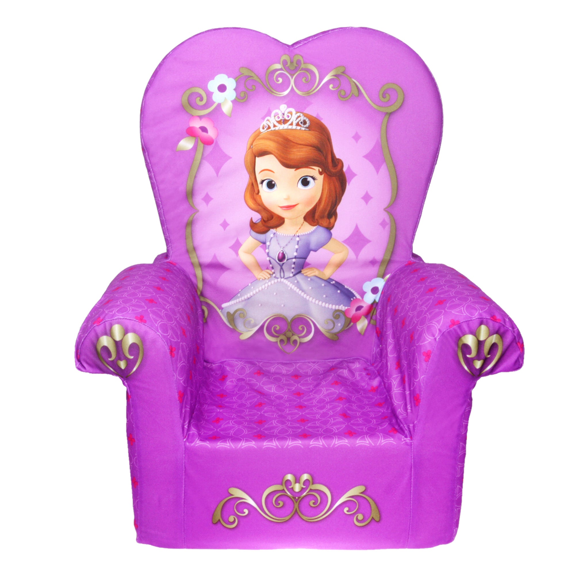Marshmallow Furniture Comfy Foam Toddler High Back Chair, Disney Junior Sofia