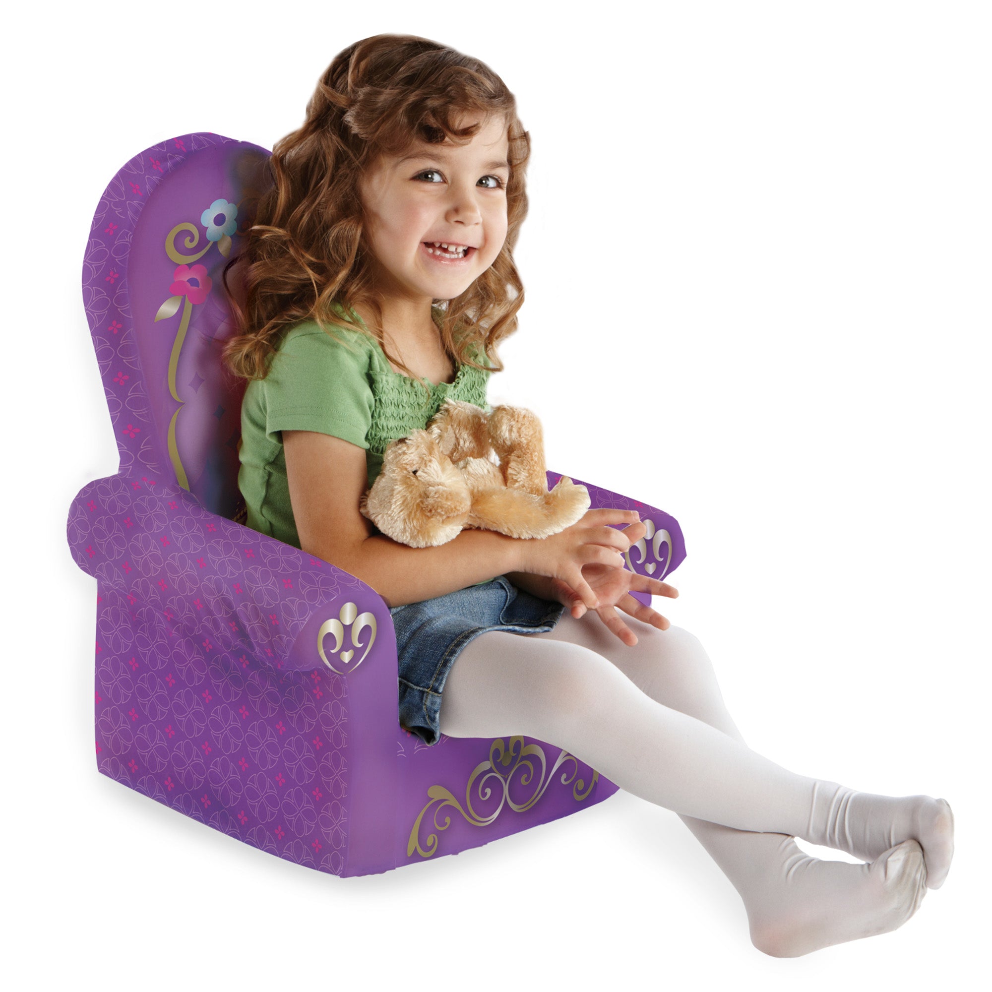 Marshmallow Furniture Comfy Foam Toddler High Back Chair, Disney Junior Sofia