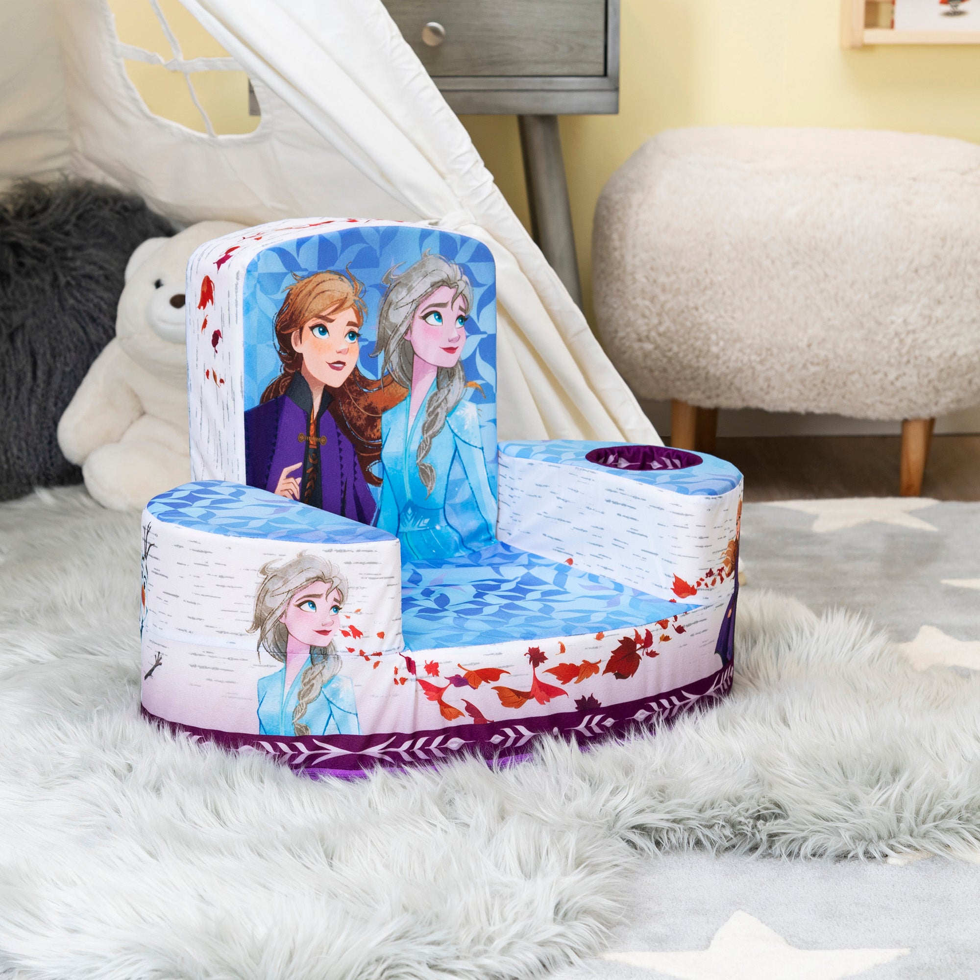 Marshmallow Furniture Comfy Foam Toddler Couch & Chair Package, Disney Frozen 2