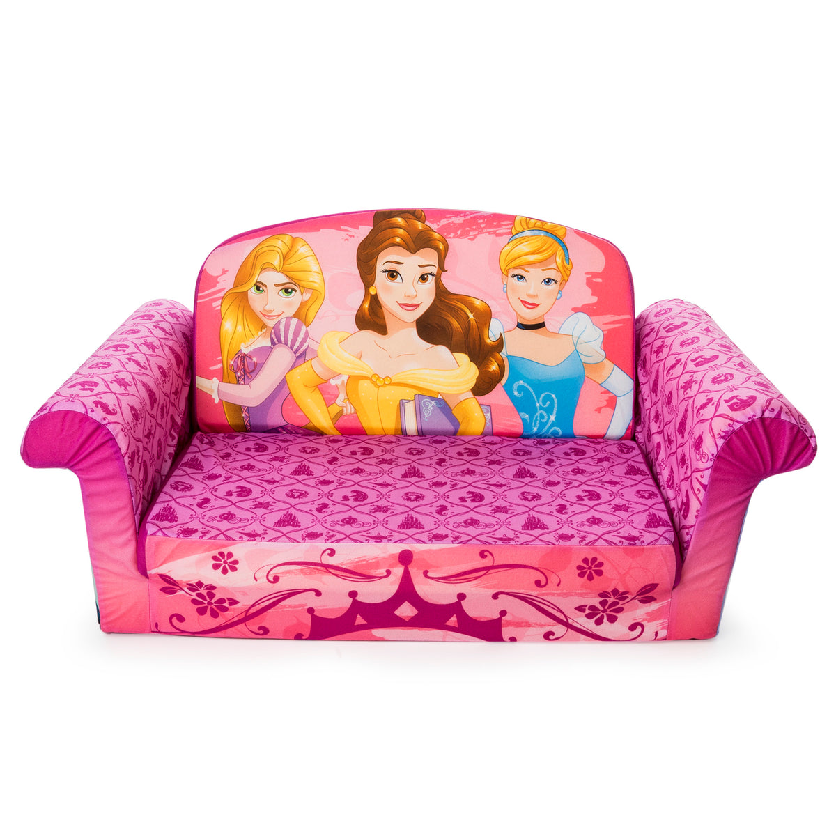 Marshmallow Furniture 2-in-1 Flip Open Couch Bed Furniture, Disney Princesses
