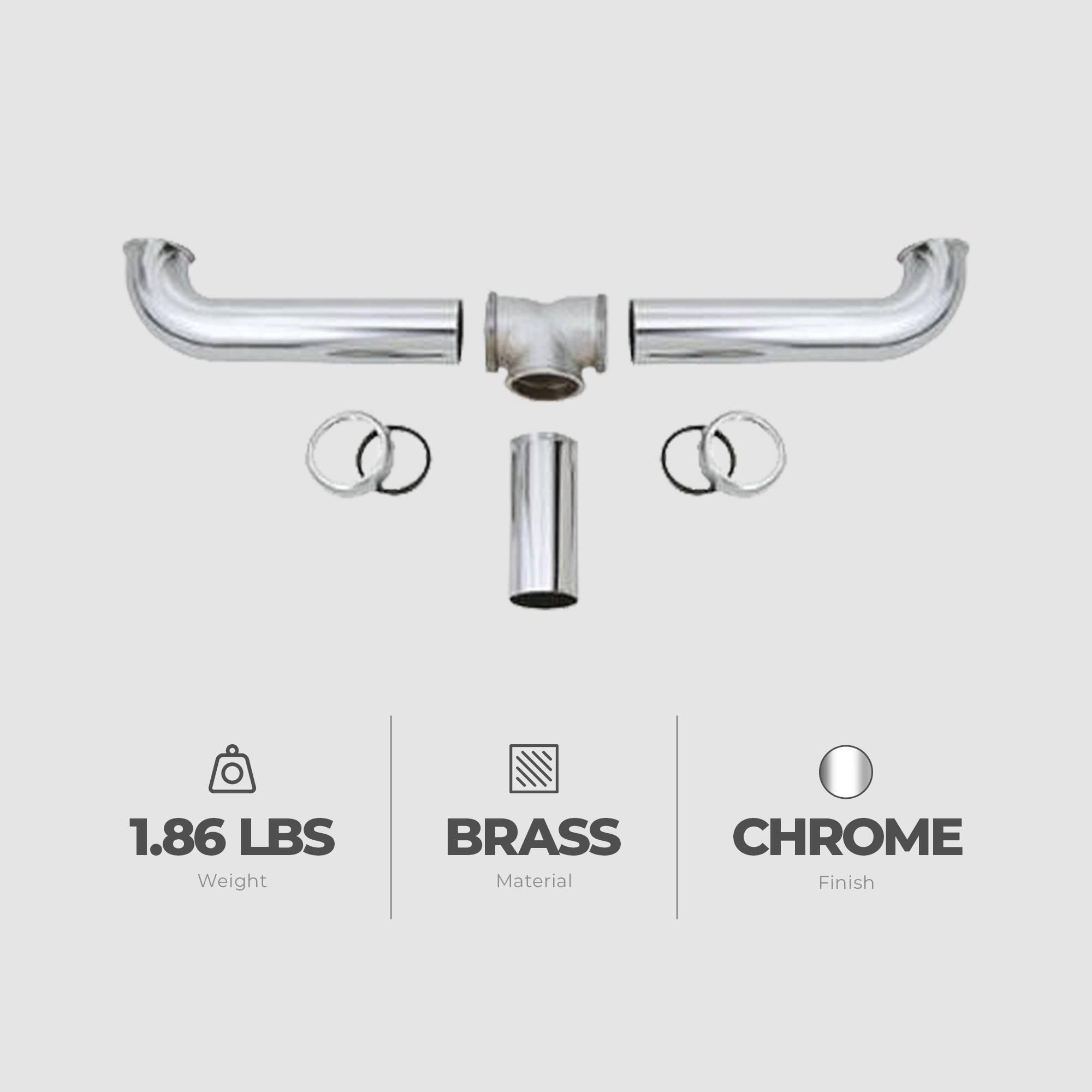 Master Plumber 2 Bowl Center Outlet Drain with Chrome Plated Brass for Sinks - VMInnovations