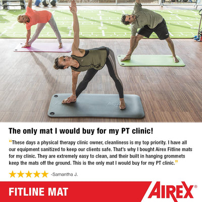 AIREX Fitline 120 Closed Cell Foam Fitness Mat w/ Grommets for Yoga & More, Blue