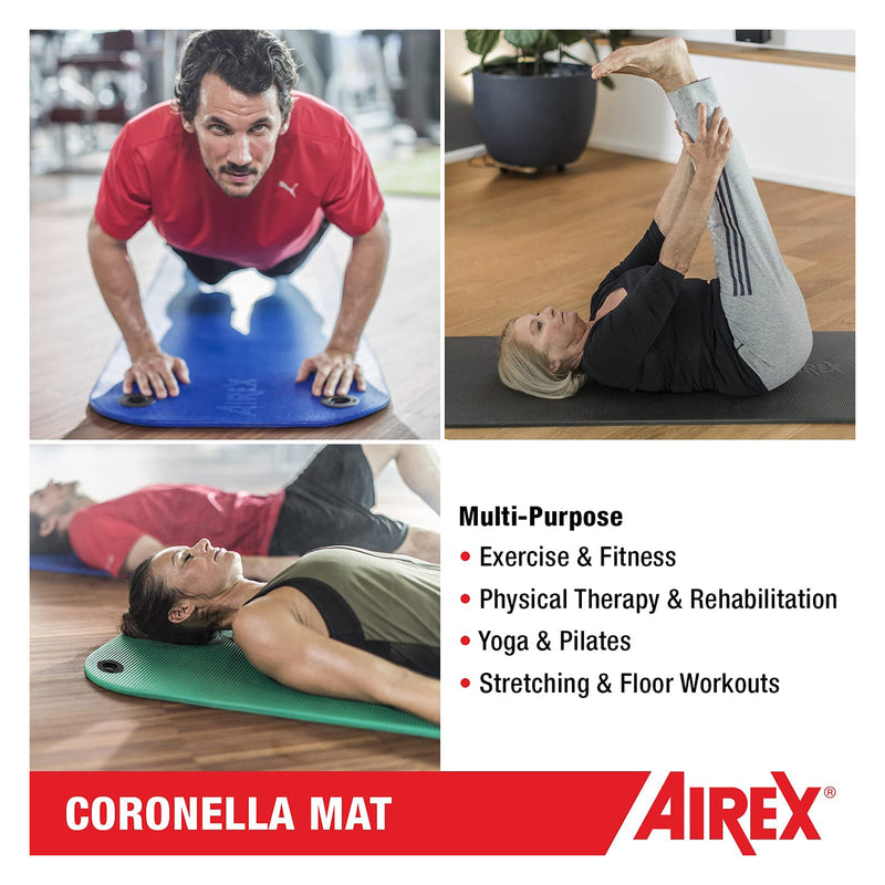 AIREX Coronella Closed Cell Foam Fitness Mat w/Grommets for Yoga & More, Green