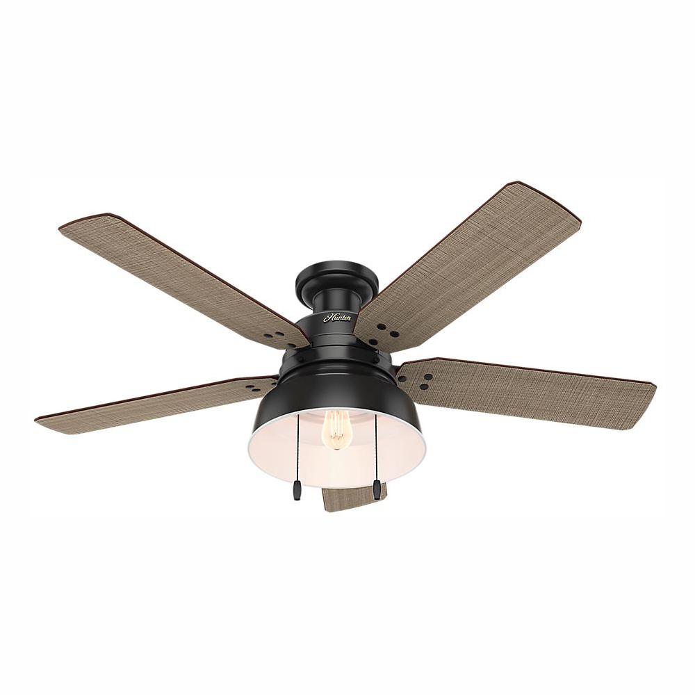 Hunter Mill Valley 52" Quiet Indoor/Outdoor Ceiling Fan w/ LED Light Kit, Black