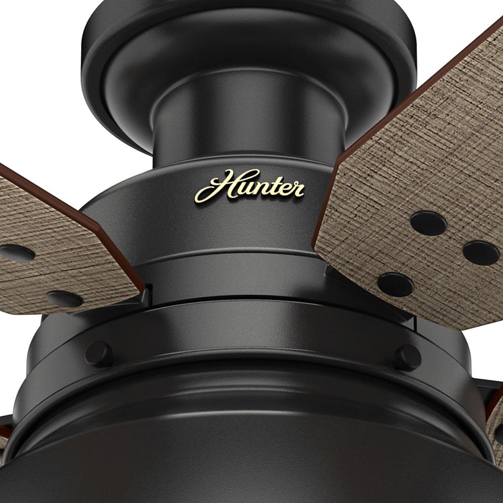 Hunter Mill Valley 52" Quiet Indoor/Outdoor Ceiling Fan w/ LED Light Kit, Black