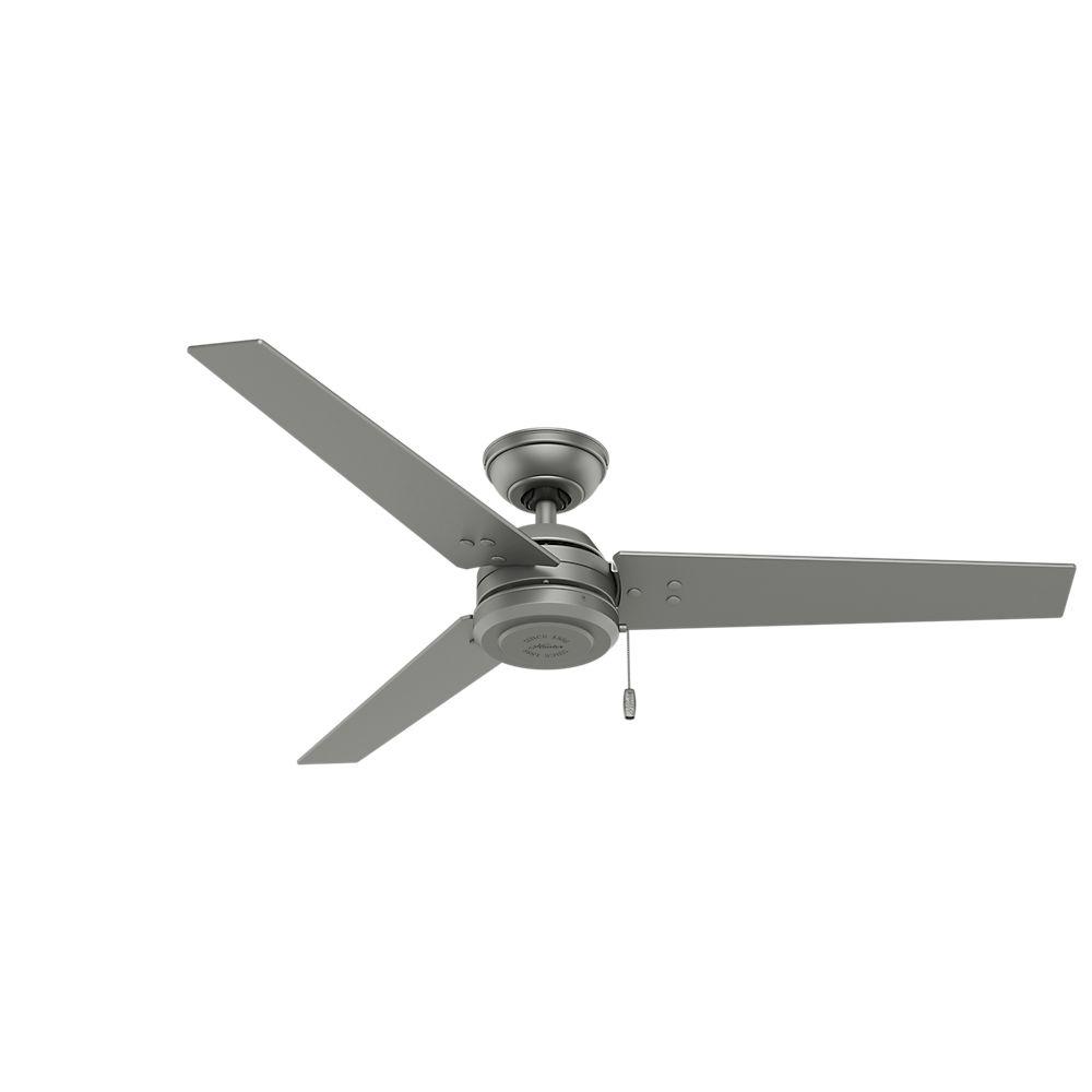 Hunter Cassius 52" Indoor & Outdoor Ceiling Fan with Pull Chain, Matte Silver