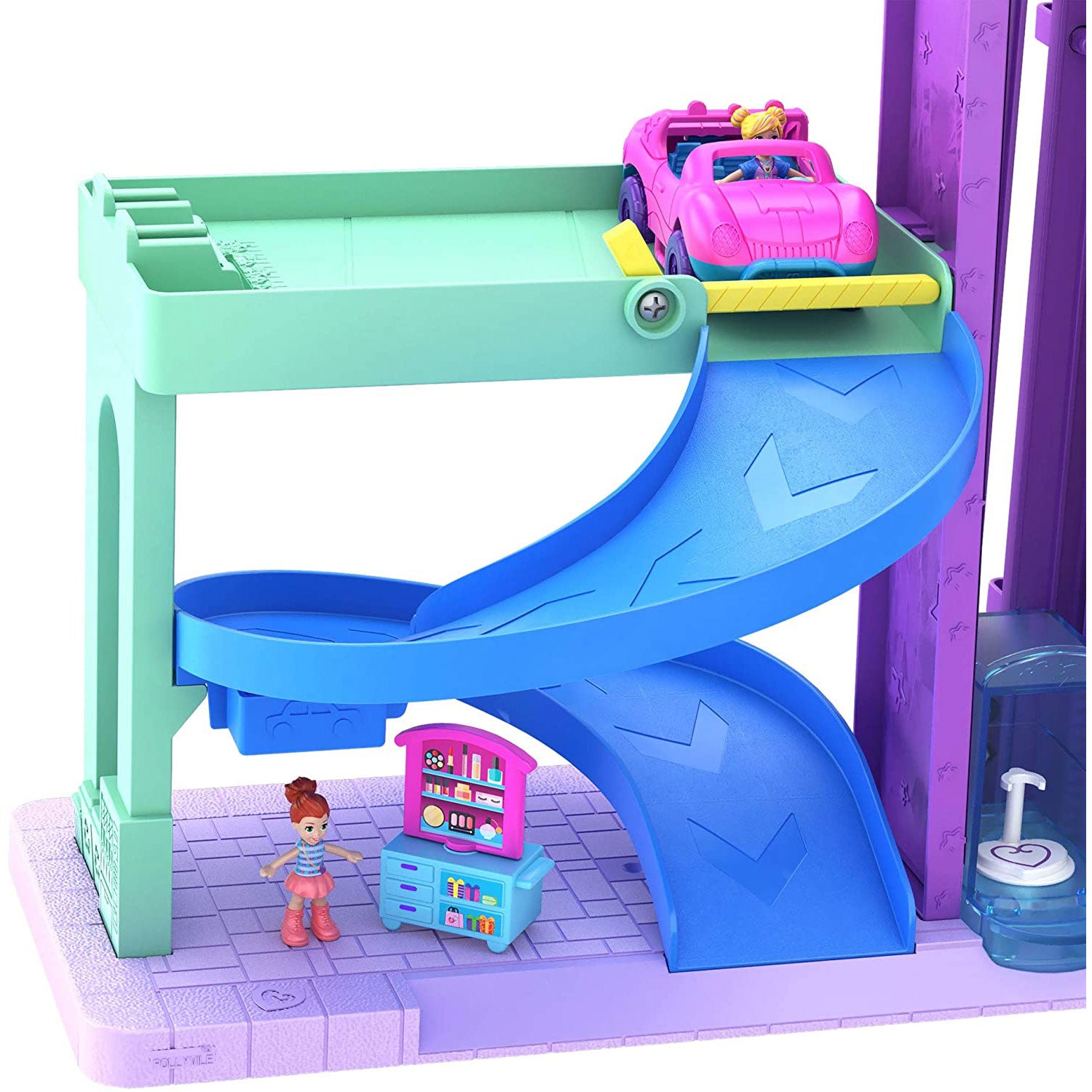 Polly Pocket Pollyville Mega Mall Play Doll Toy Set with Elevator, Multicolor