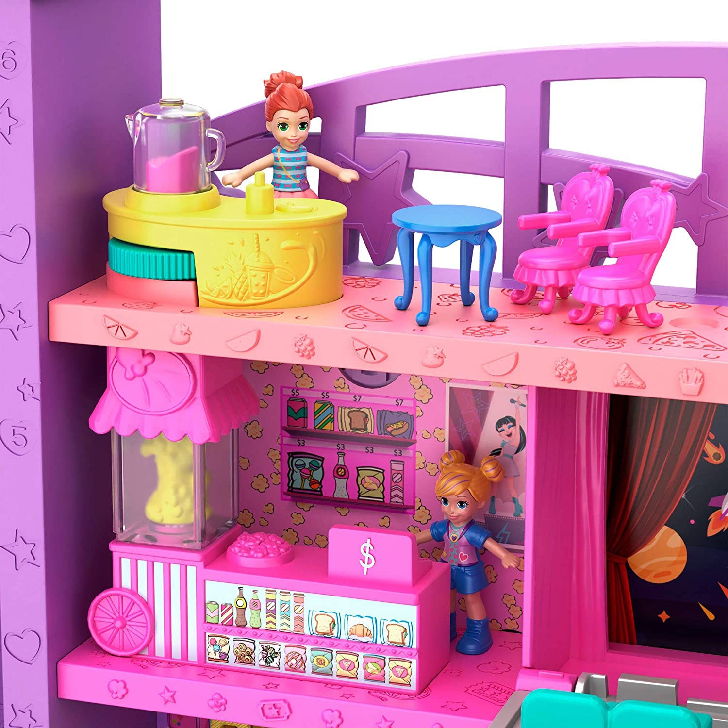 Polly Pocket Pollyville Mega Mall Play Doll Toy Set with Elevator, Multicolor