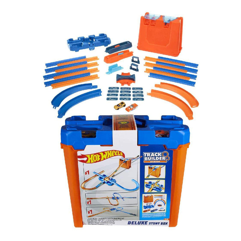 Hot Wheels Toy Car Track Builder 36 Piece Deluxe Stunt Box with 15 Feet of Track