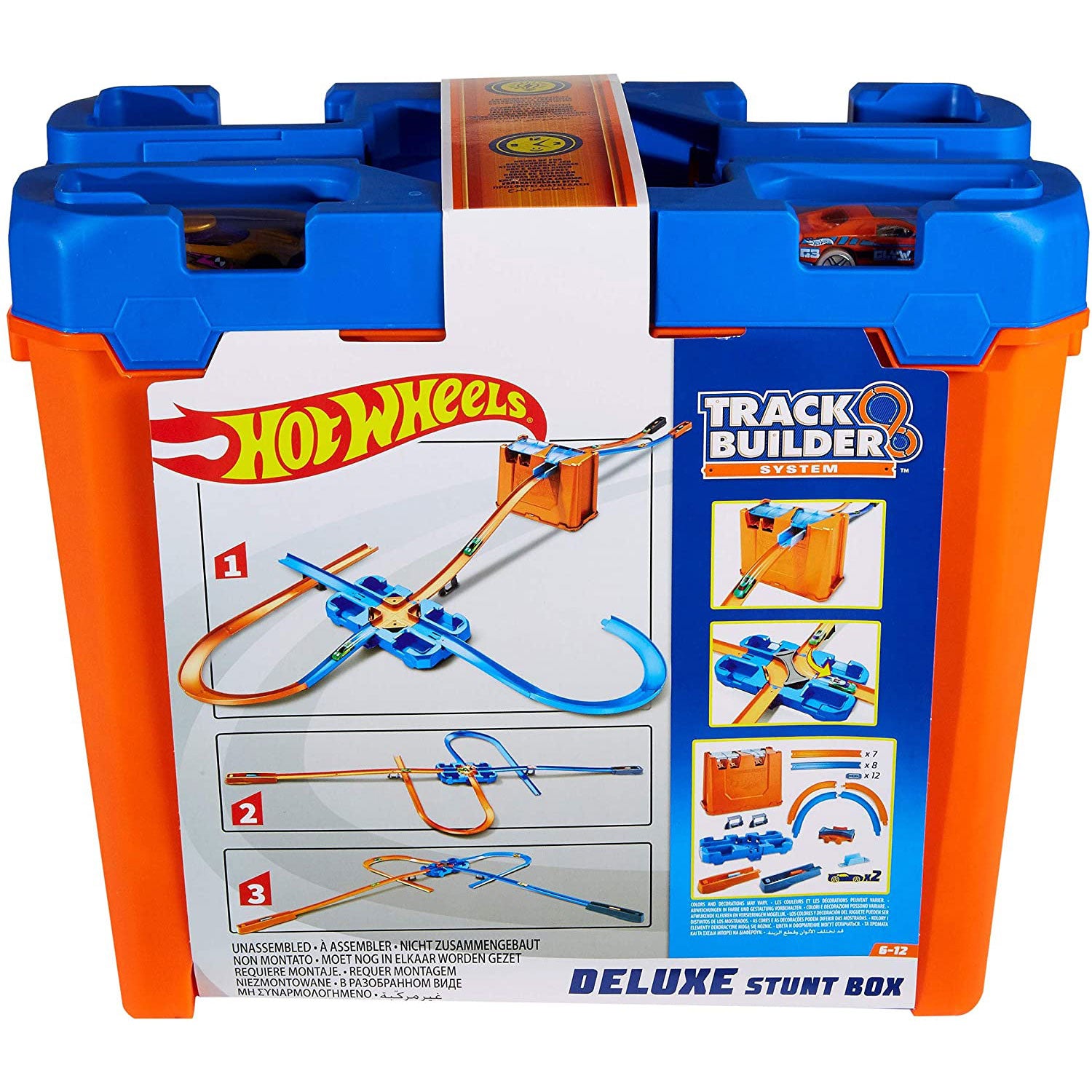 Hot Wheels Toy Car Track Builder 36 Piece Deluxe Stunt Box with 15 Feet of Track - VMInnovations