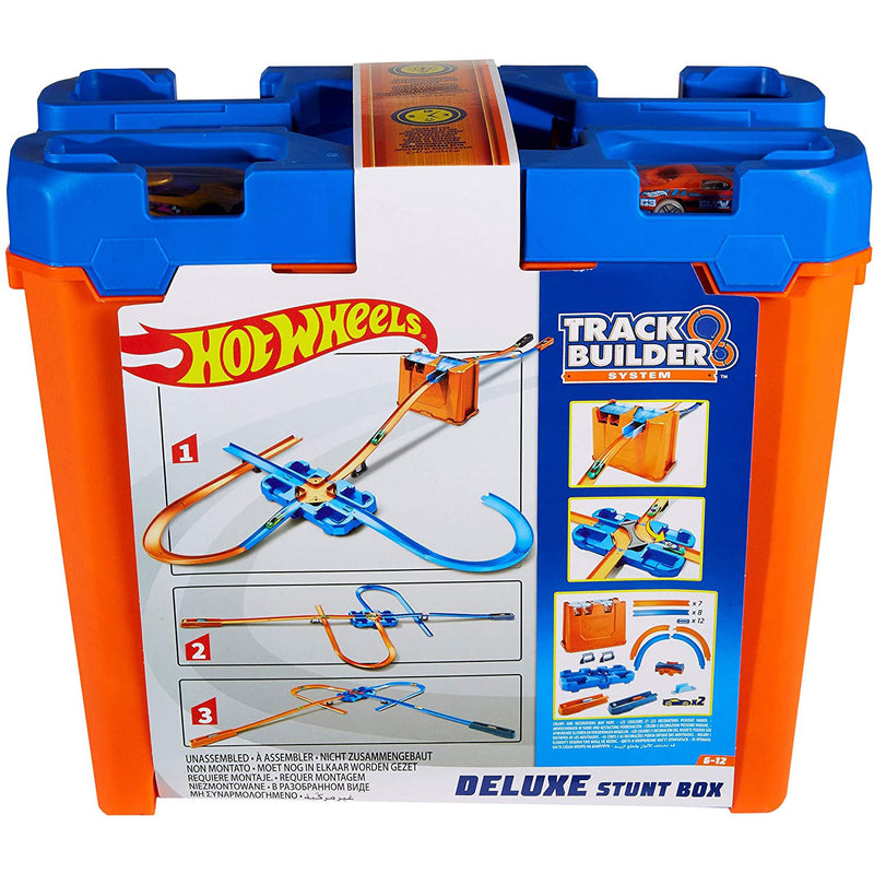 Hot Wheels Toy Car Track Builder 36 Piece Deluxe Stunt Box with 15 Feet of Track