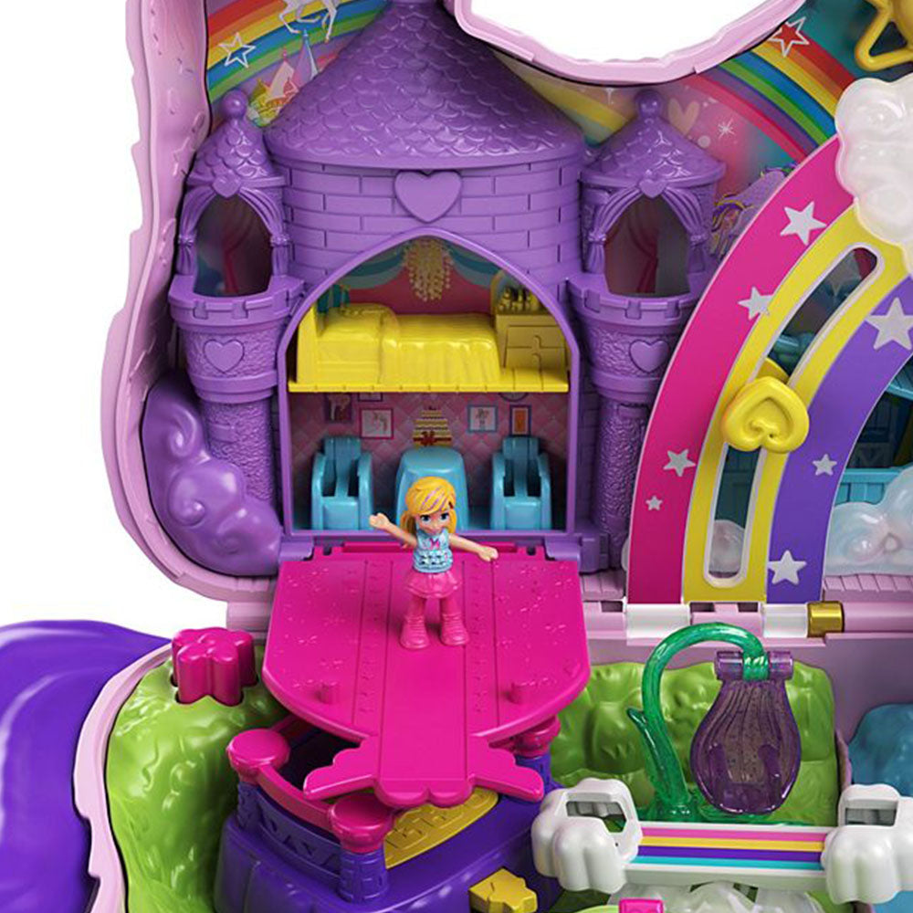 Polly Pocket Unicorn Party Playset House with 25 Surprise Trinkets and 2 Dolls