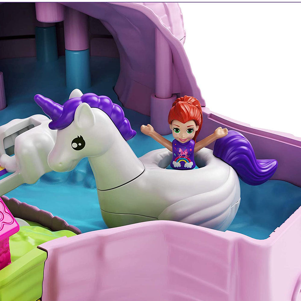 Polly Pocket Unicorn Party Playset House with 25 Surprise Trinkets and 2 Dolls