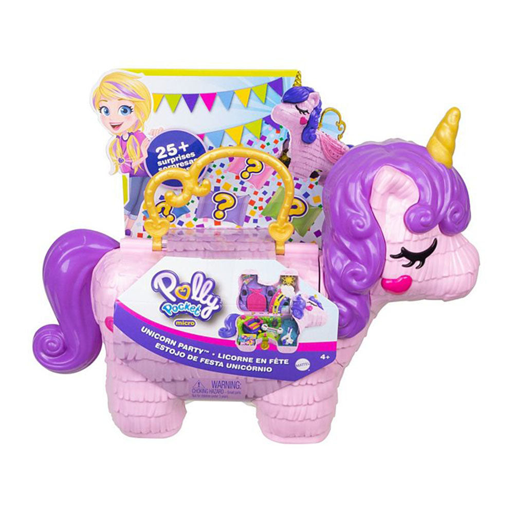 Polly Pocket Unicorn Party Playset House with 25 Surprise Trinkets and 2 Dolls