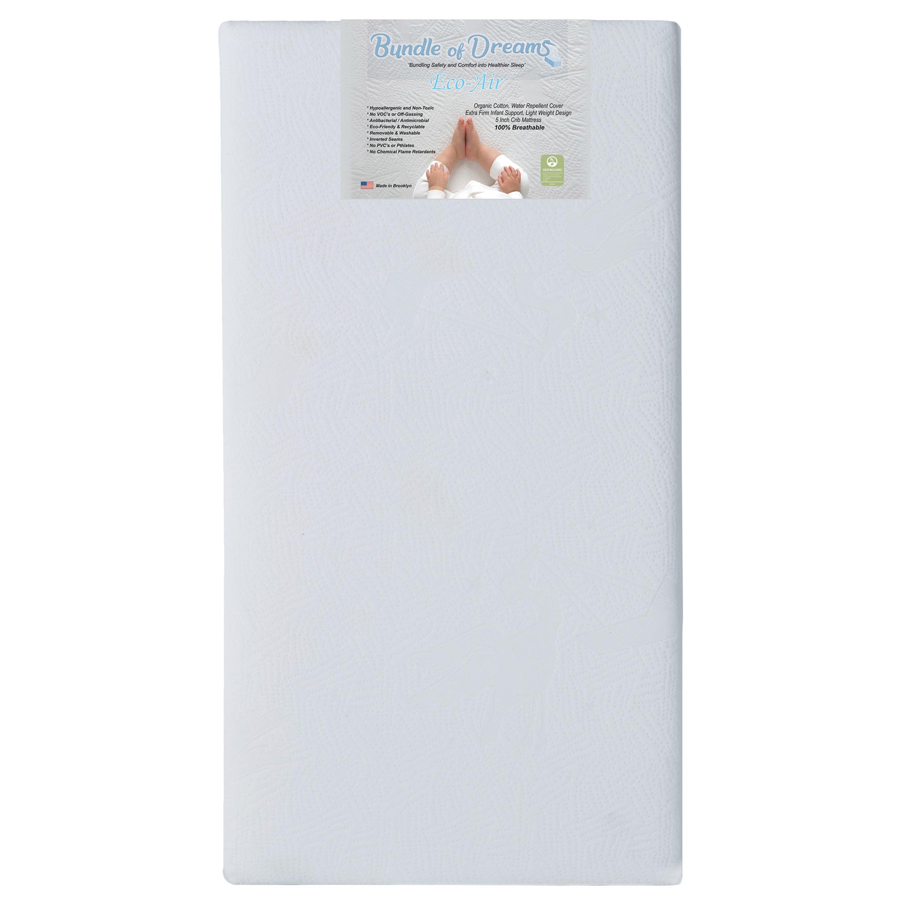 Bundle of Dreams 5 Inch Firm Eco Air Organic Baby Crib Mattress (Open Box)