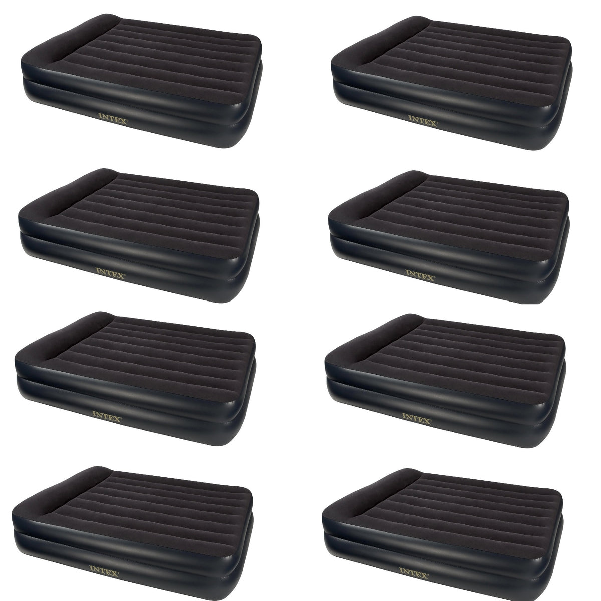 Intex Pillow Rest Air Bed Mattress w/Built In Air Pump & Pillow, Queen (8 Pack)