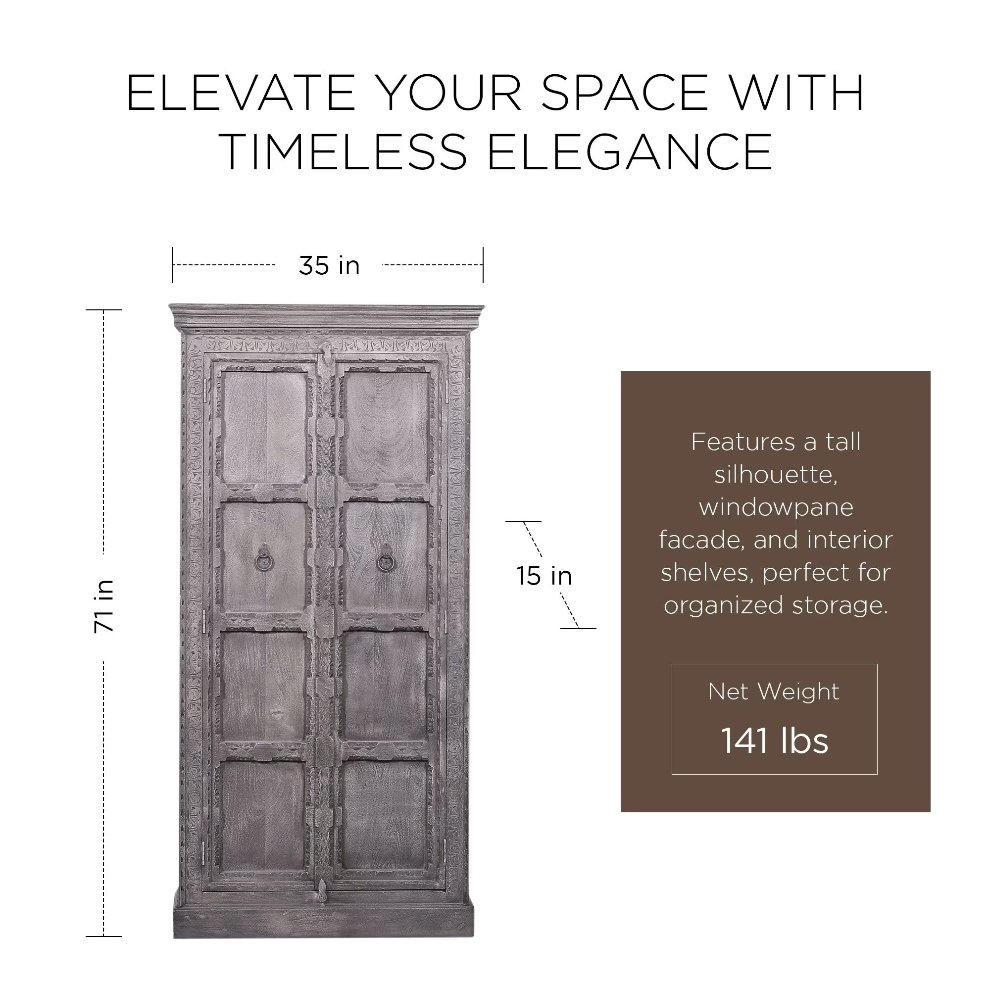 Mahala Nomad Wooden Cabinet in Grey Distressed Finish