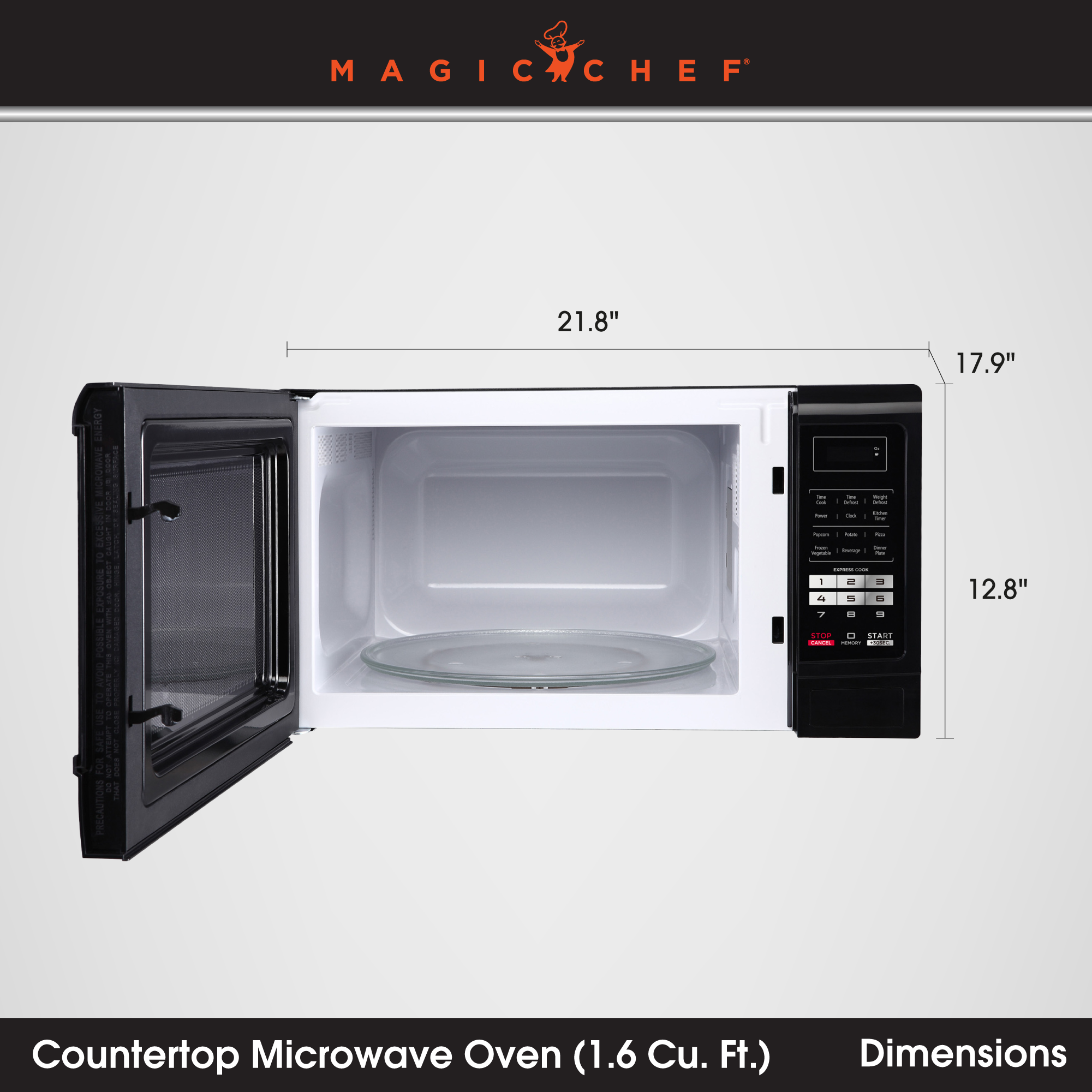 Magic Chef Countertop Microwave w/6 Cook Modes & 11 Power Levels,Black(Open Box) - VMInnovations