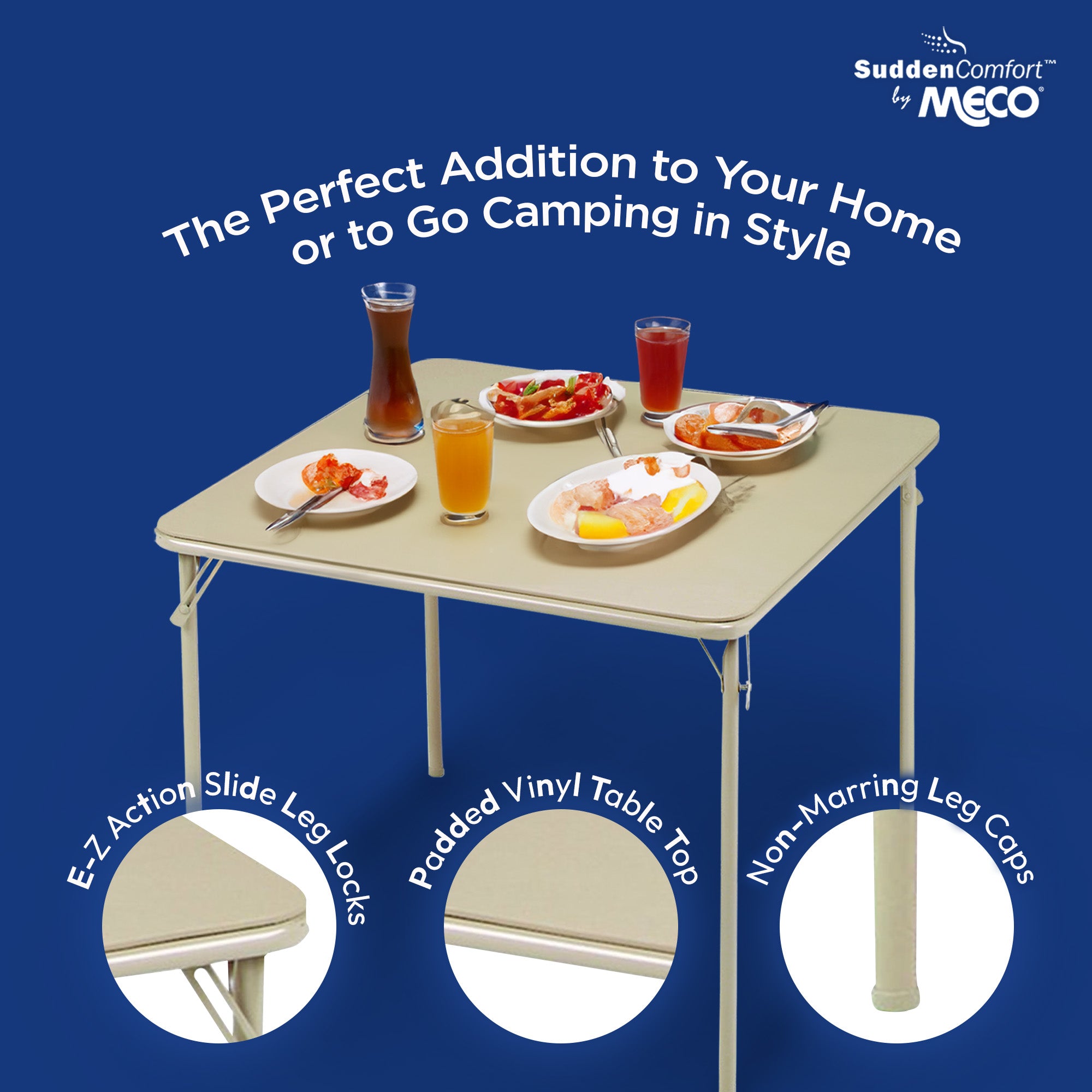 MECO Sudden Comfort 34 x 34 Inch Square Metal Folding Dining Card Table (Used) - VMInnovations