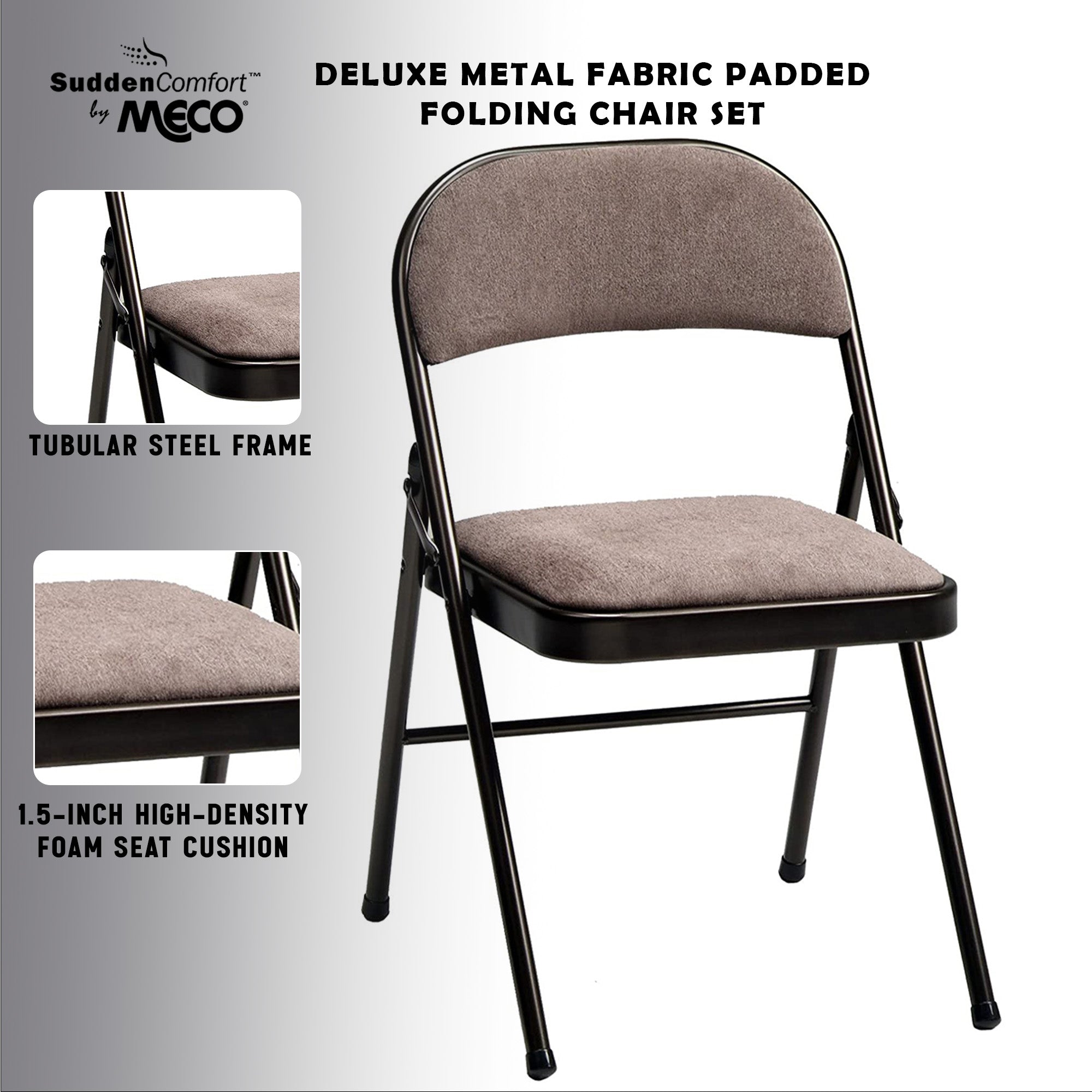 MECO 4-Pack Corrin Fabric Padded Folding Chairs with 16x16 Inch Seat (Open Box) - VMInnovations