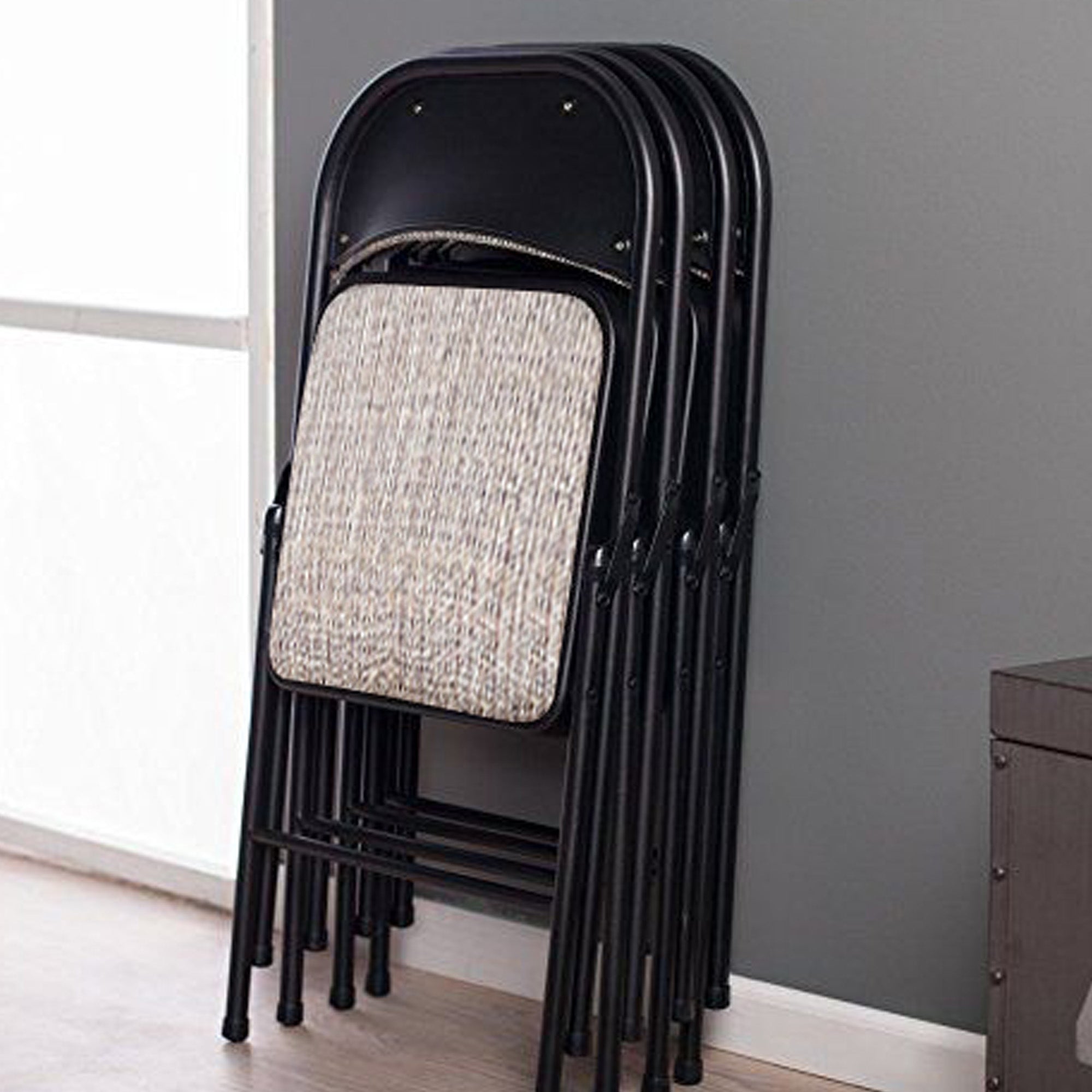 MECO 4-Pack of Deluxe Motif Fabric Padded Folding Chairs with 16 x 16 Inch Seat - VMInnovations