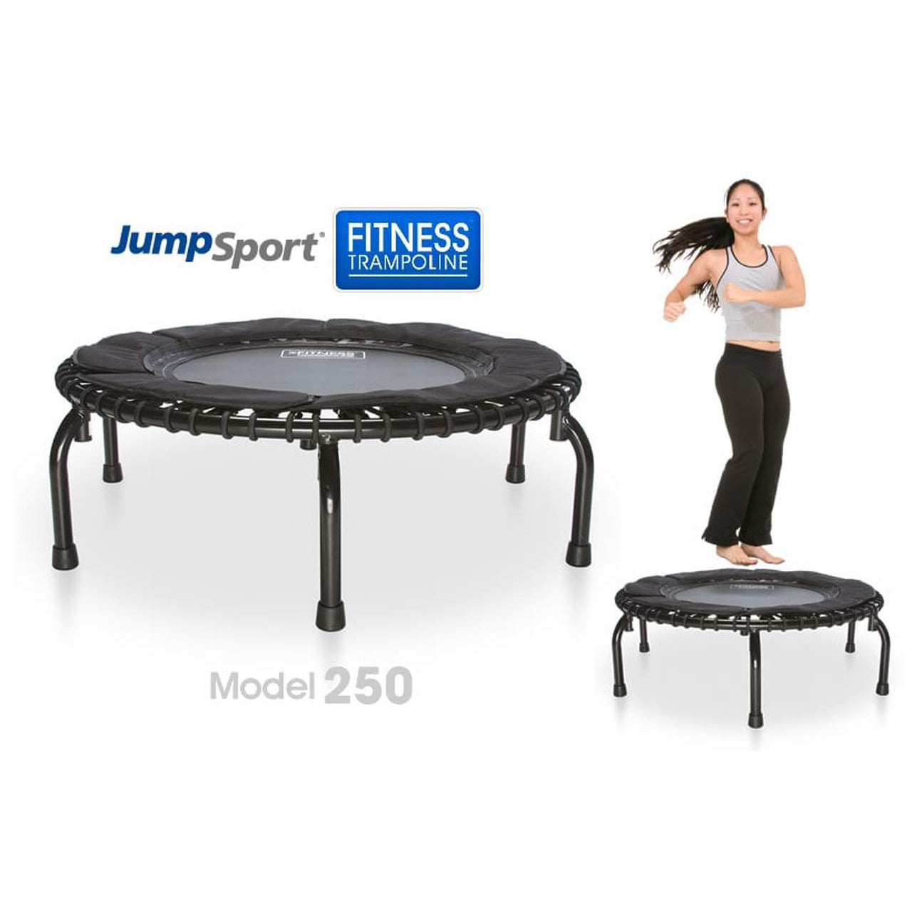 JumpSport 250 Fitness Rebounder Mini Trampoline & Handle Bar Accessory, Black - VMInnovations