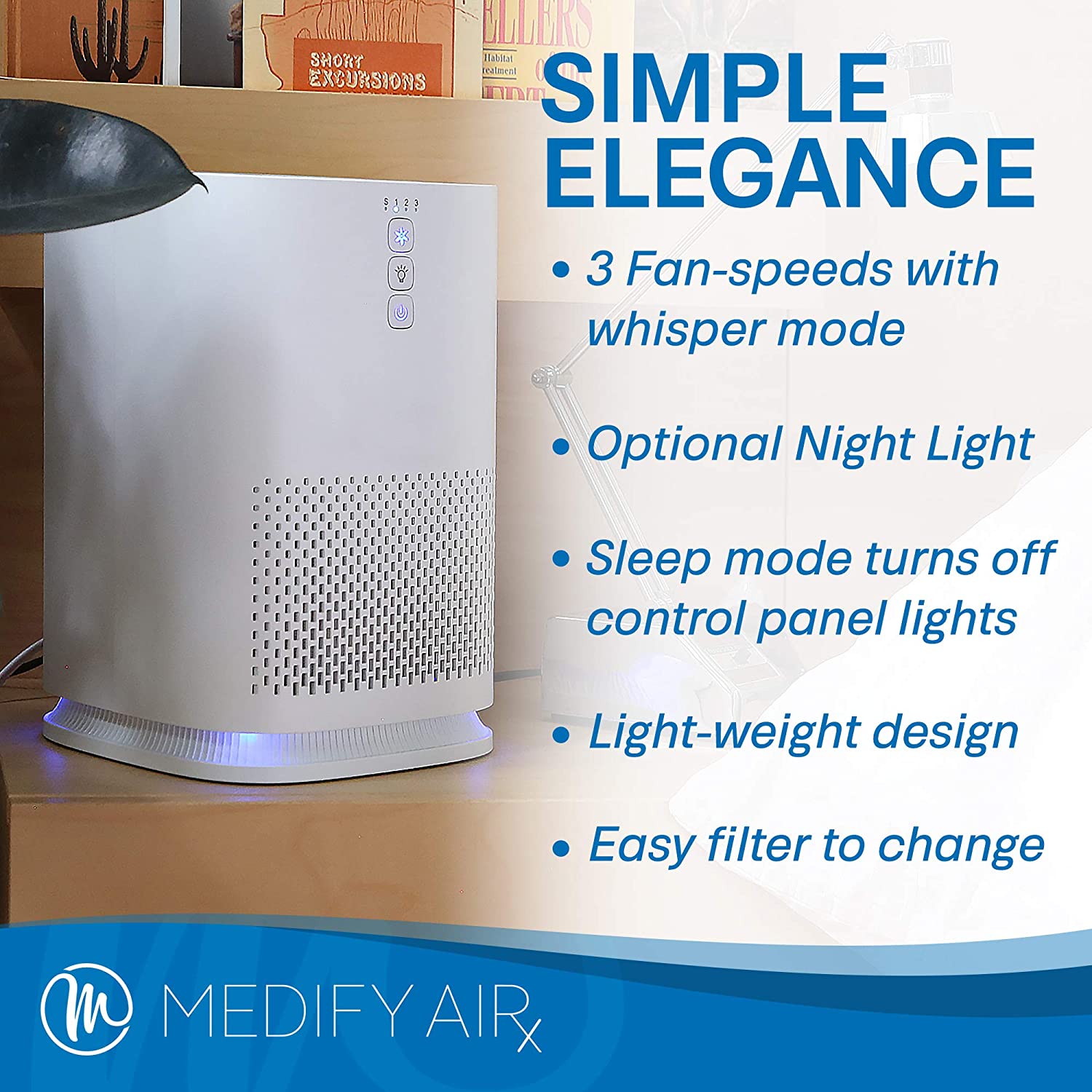Medify Air MA-14 Compact Tabletop Home Air Purifier with 1 Replacement Filter
