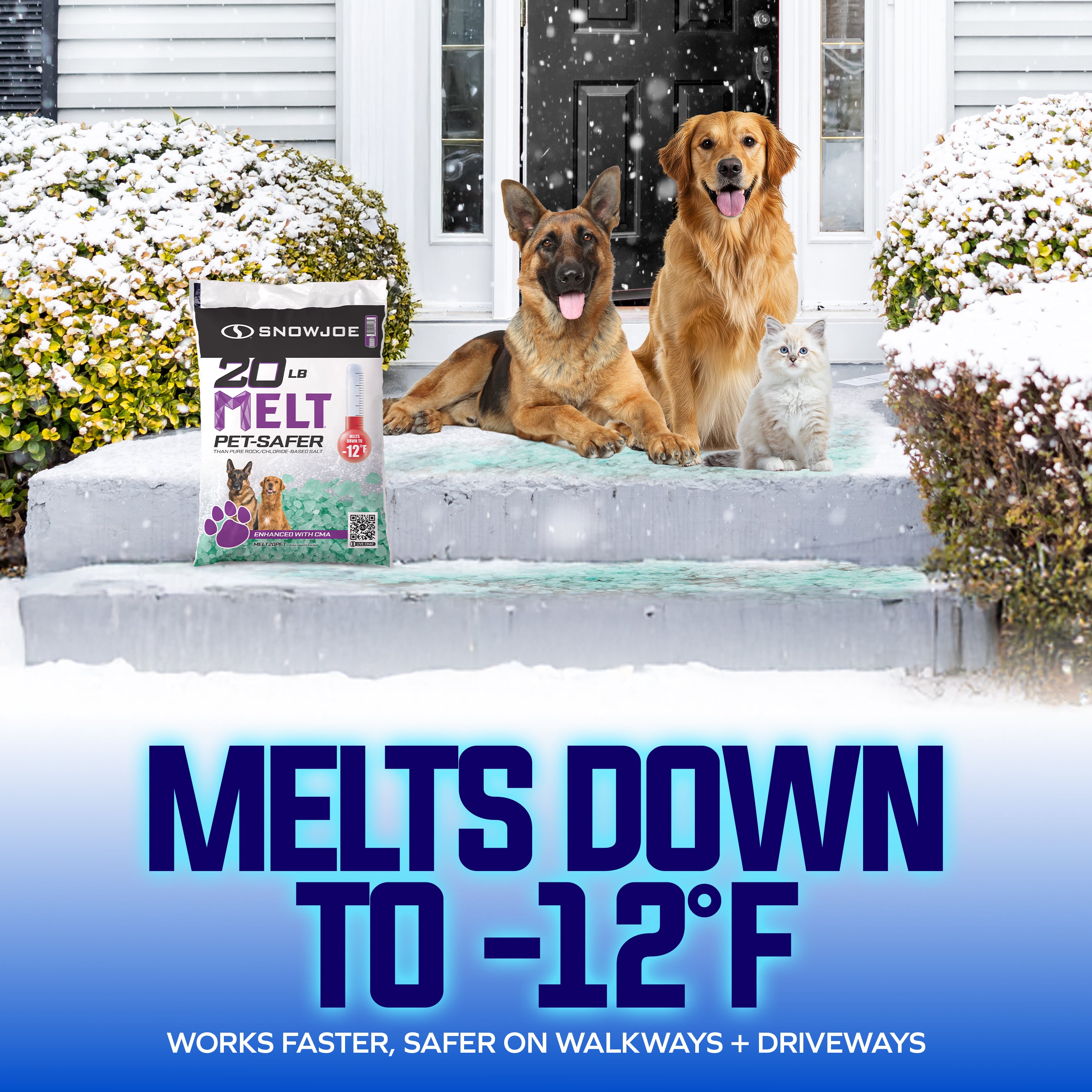 Snow Joe Fast-Acting Ice Melt Blend, Safe for Concrete and Sidewalks, 20 Pounds