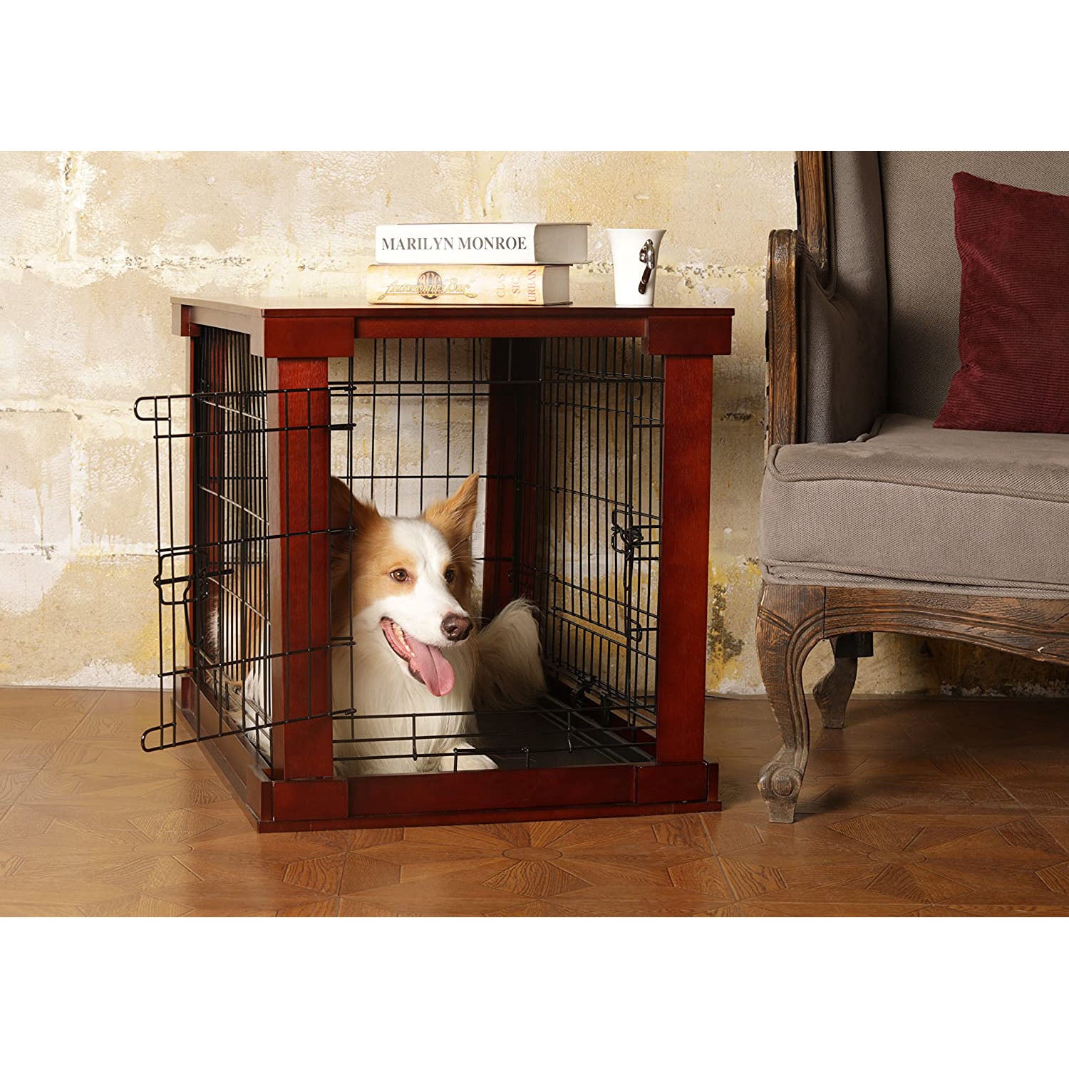 Decorative Pet Cage w/ Protection Box End Table, Large, Brown (Used) - VMInnovations