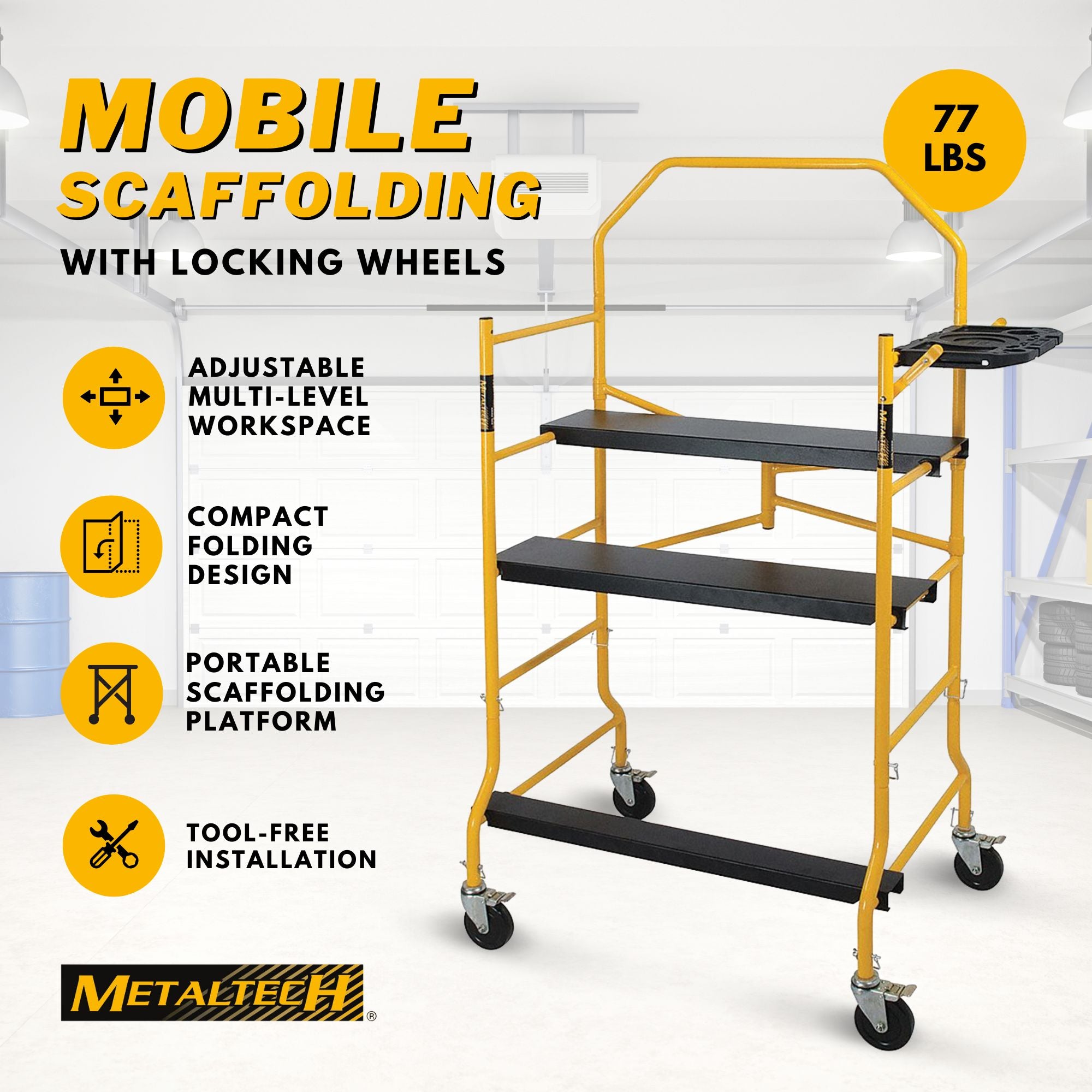 MetalTech 5' Jobsite Series Mobile Scaffolding with Locking Wheels (Open Box) - VMInnovations