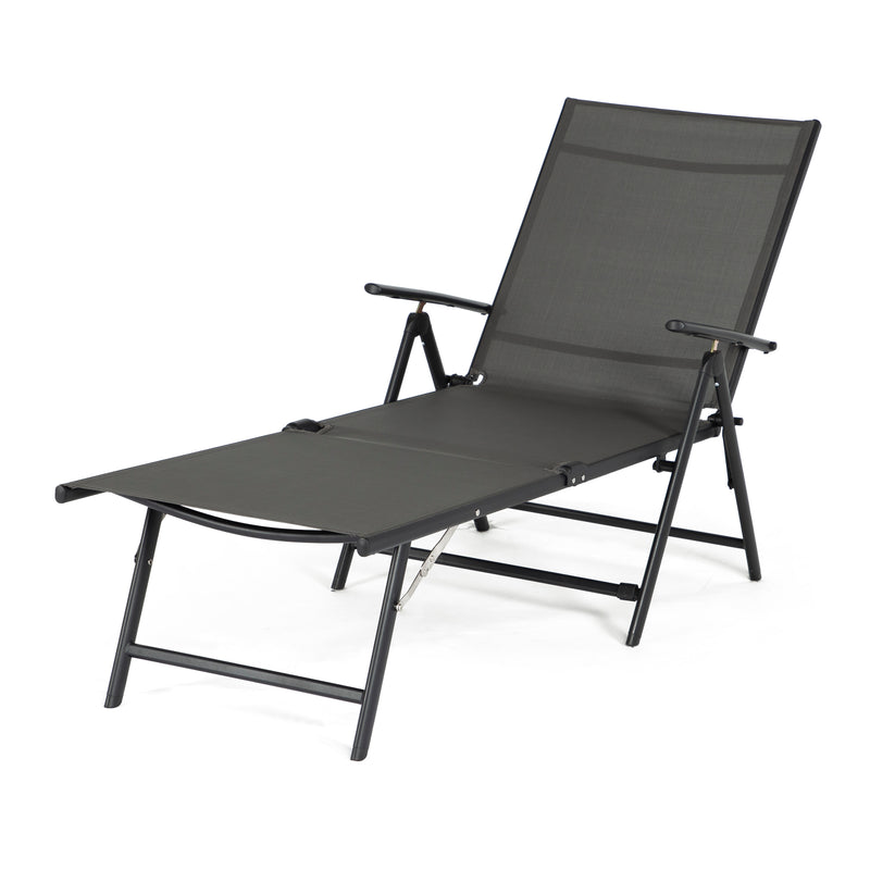 Jomeed Chaise Outdoor Reclining Adjustable Folding Patio Lounge Chair, Gray