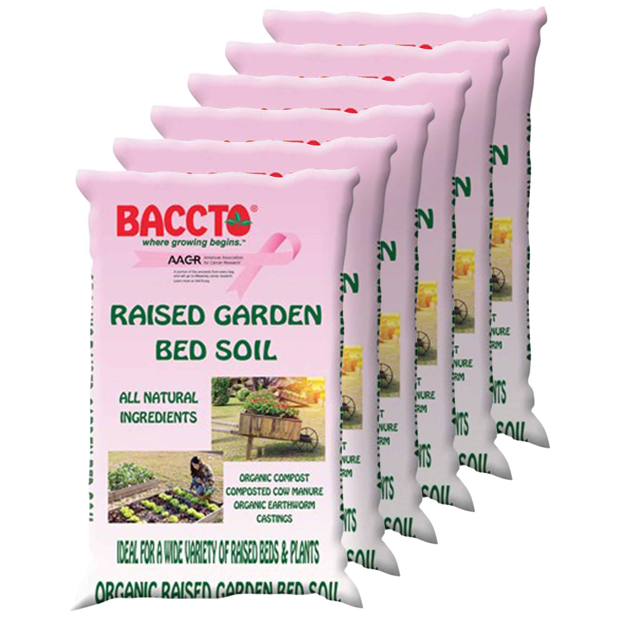 Michigan Peat Company BACCTO Raised Bed Soil for All Plants, 1.5 Cu Ft, 6 Pack - VMInnovations