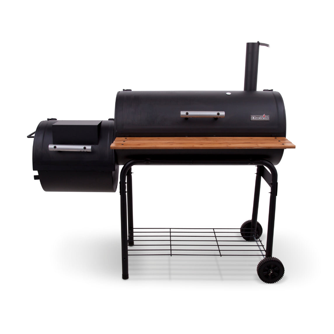 Char-Broil Silver Offset Wheeled Pellet Wood Chip Smoker Grill, Black