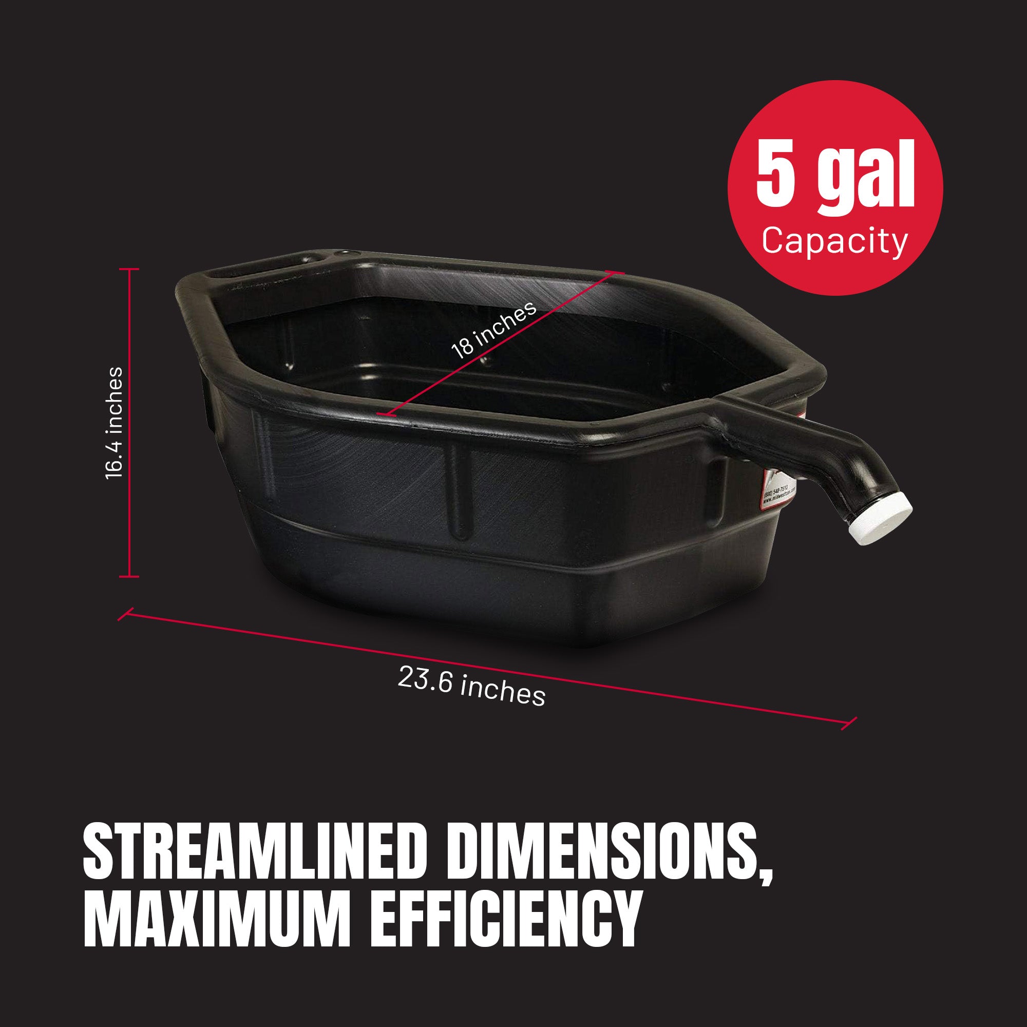 Midwest Can 5 Gal Open Top Drain Pan with Back Handle & Front Spout (Open Box) - VMInnovations