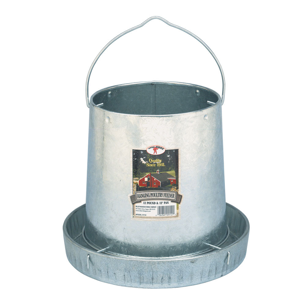 Miller 12 Pound Galvanized Hanging Poultry Feeder for Chickens and Birds, Steel - VMInnovations