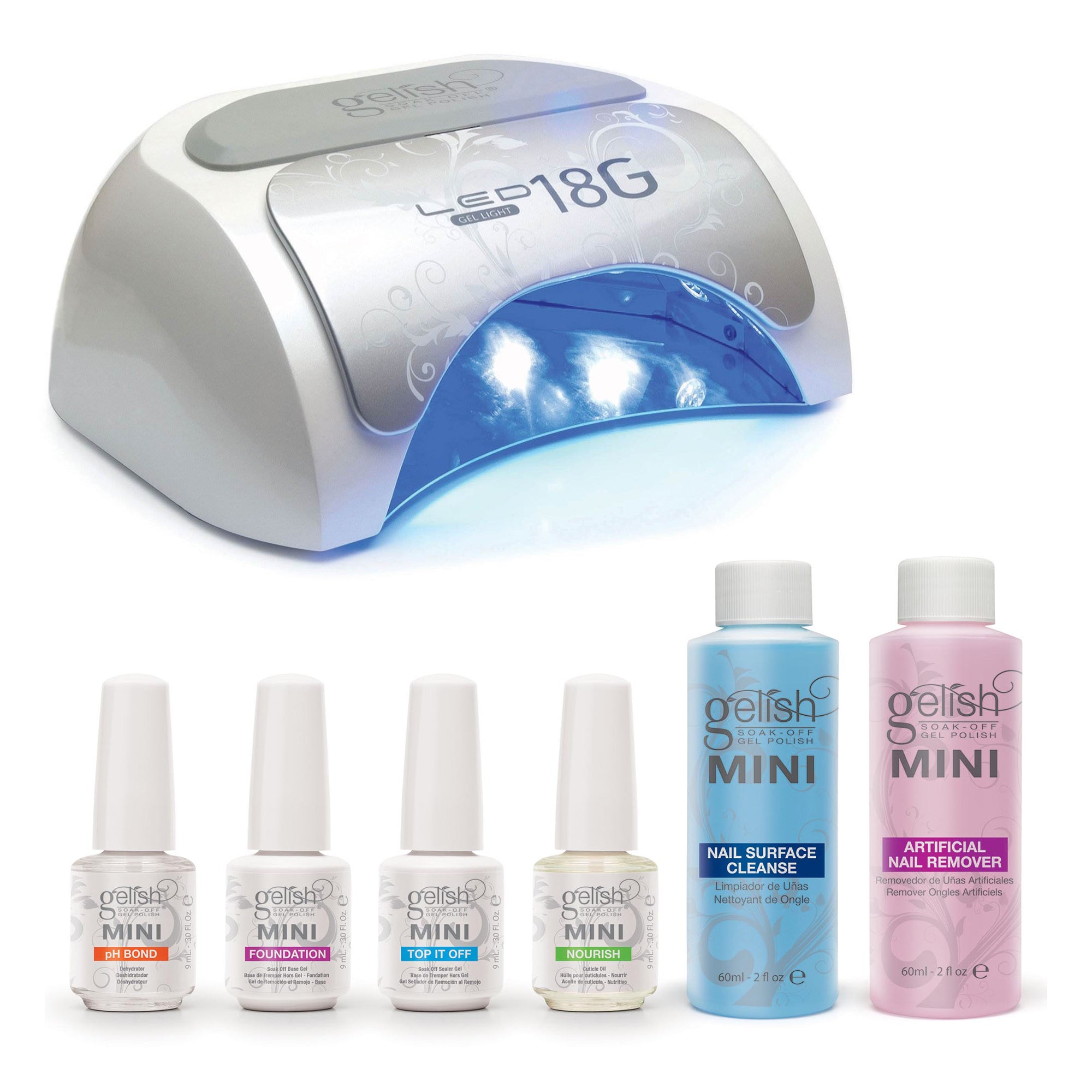Gelish 18G Gel LED Nail Polish Curing Light and Mini Basix Gel Nail Prep Kit - VMInnovations
