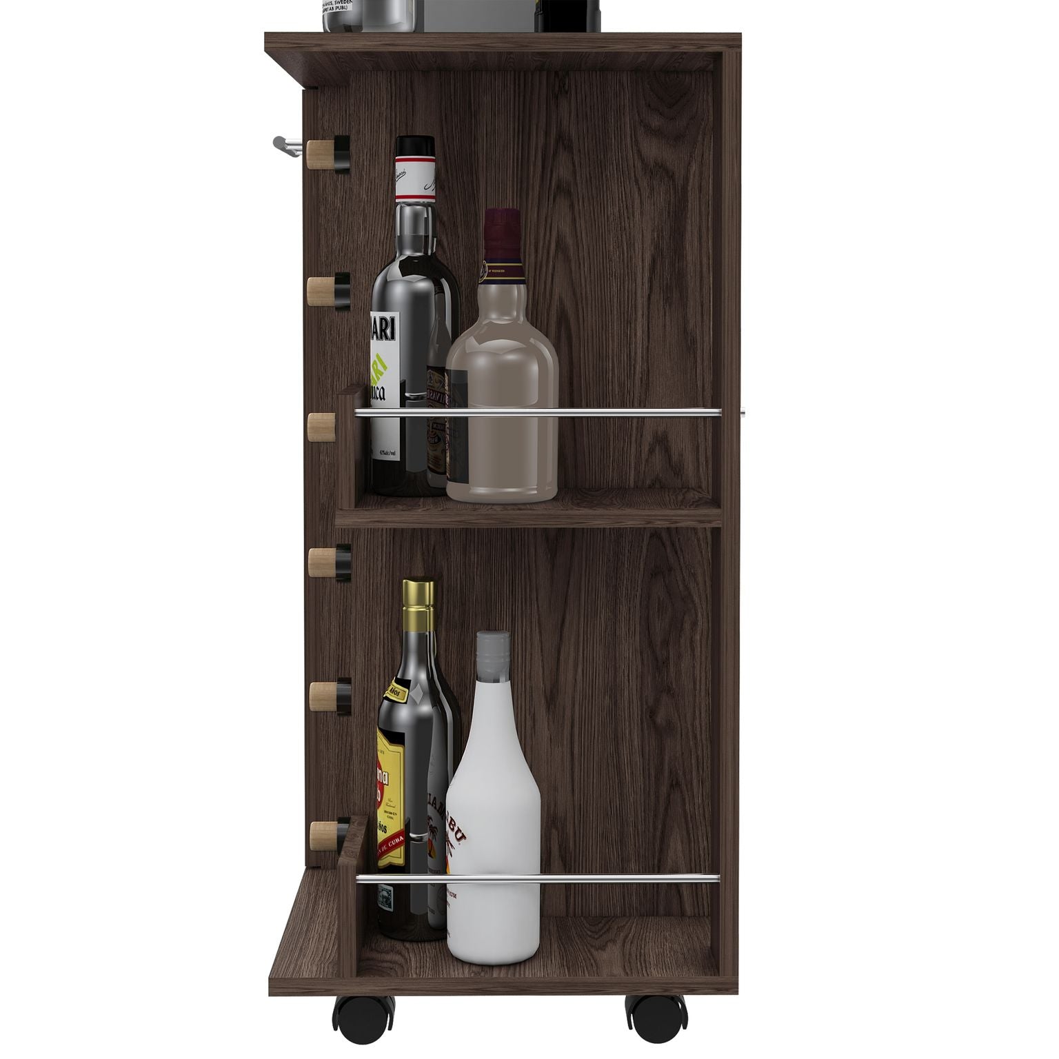 TUHOME Bar Storage Cabinet Display Cart for Wine and Liquor with Door(For Parts)