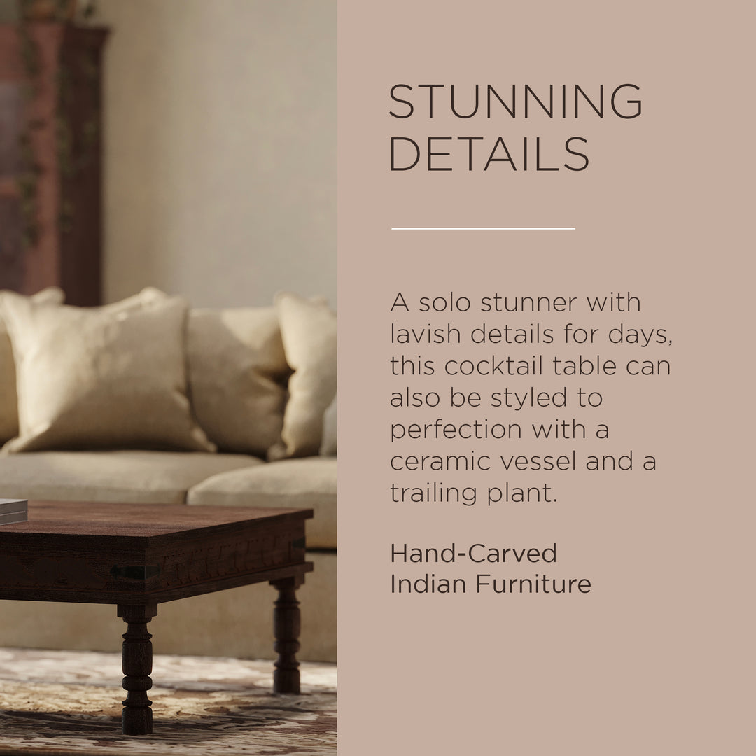 Emin Nomad Wooden Rectangular Coffee Table in Brown Distressed Finish - VMInnovations