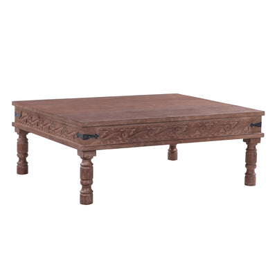 Emin Nomad Wooden Rectangular Coffee Table in Brown Distressed Finish